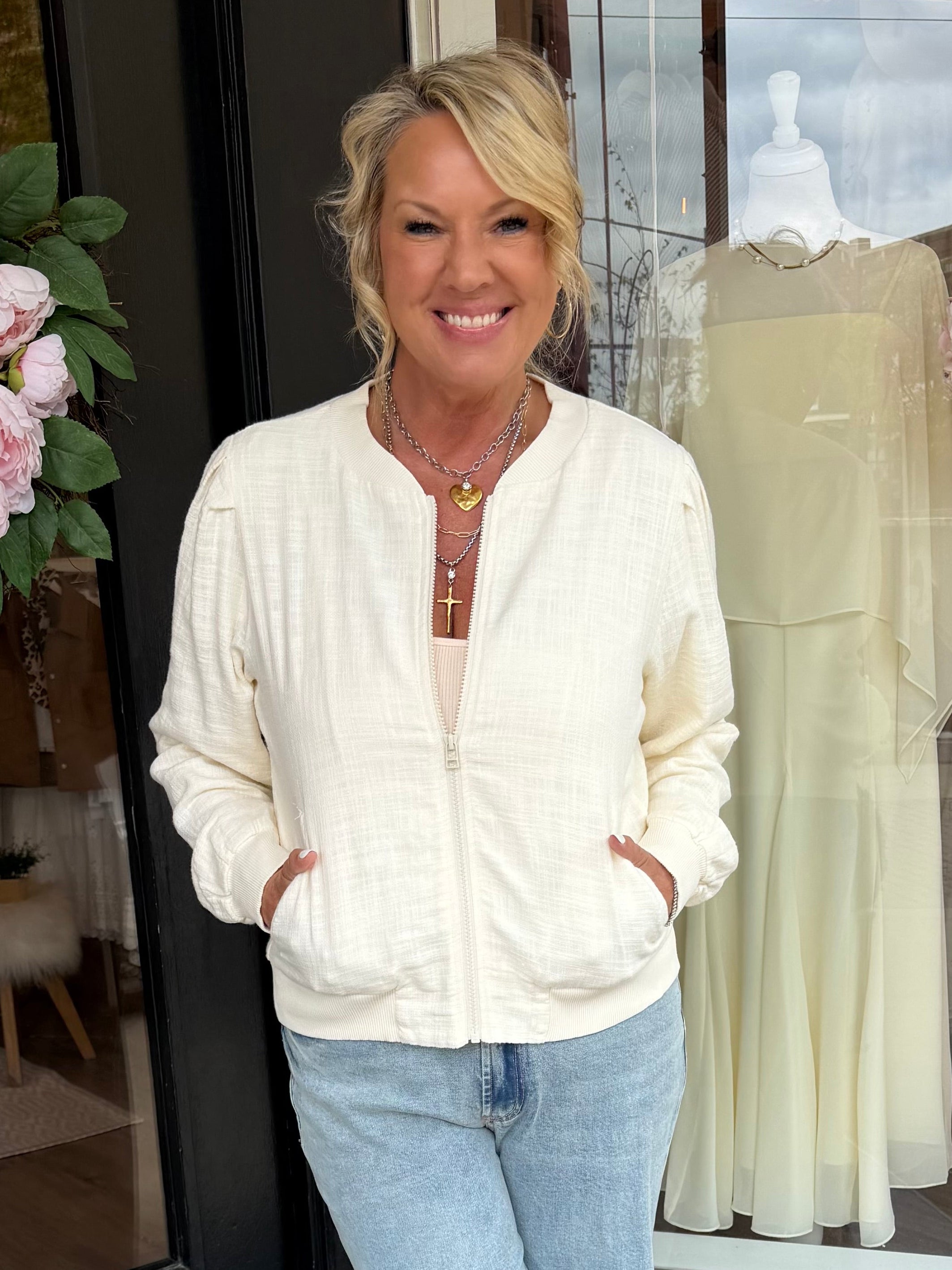 Pia Puff Sleeve Bomber Jacket