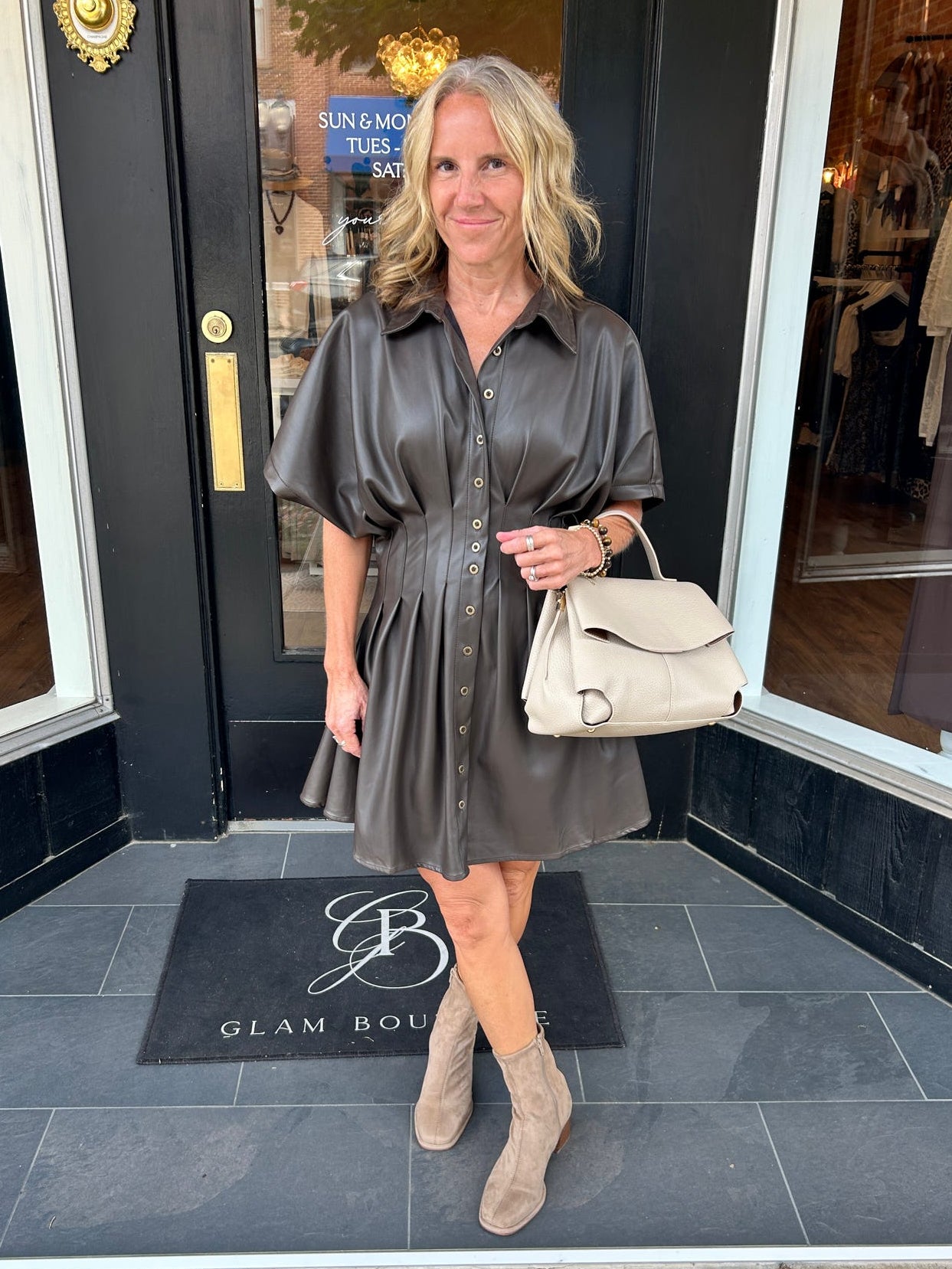 After Hours Faux Leather Dress