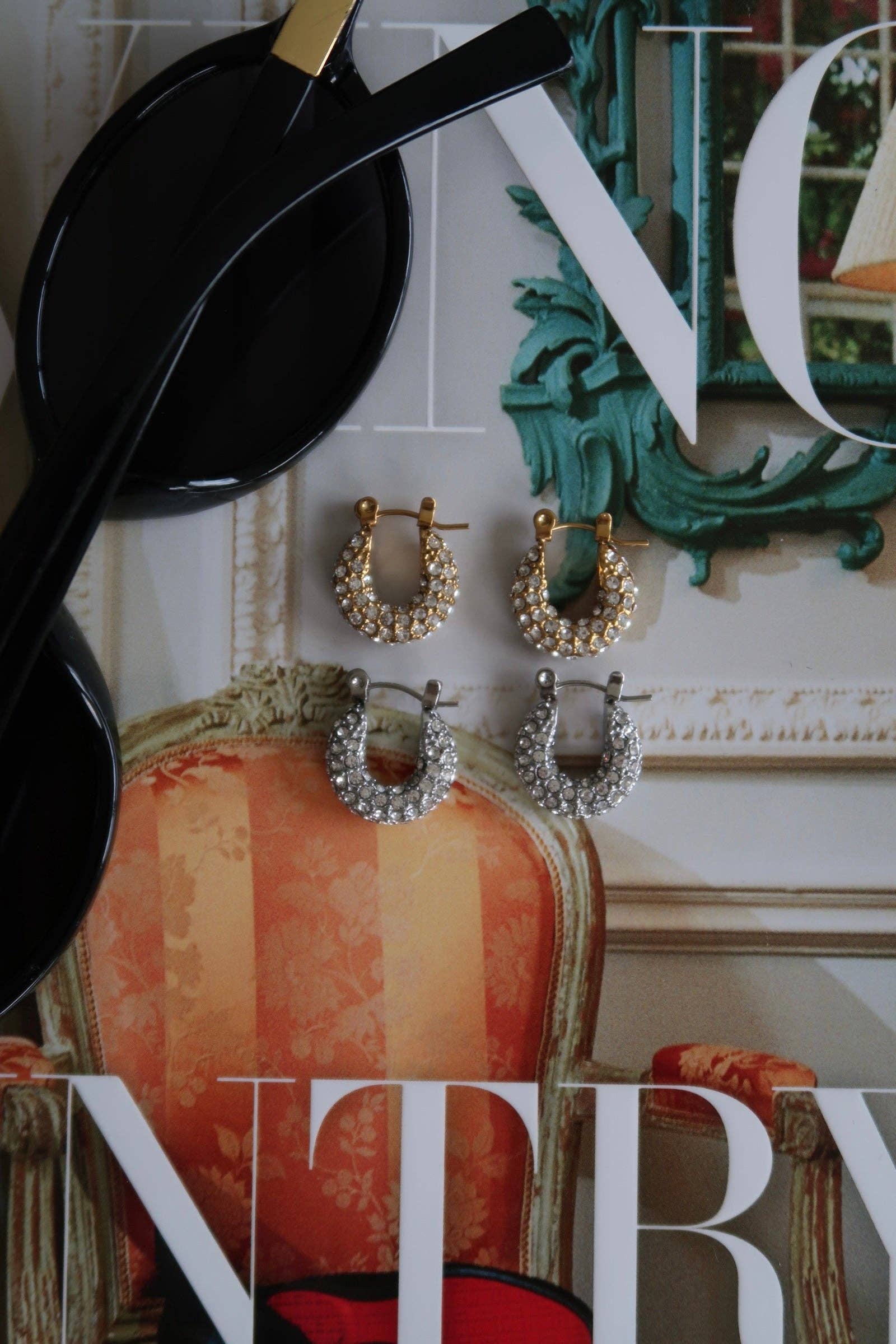 Small Diamond Hoops: Gold