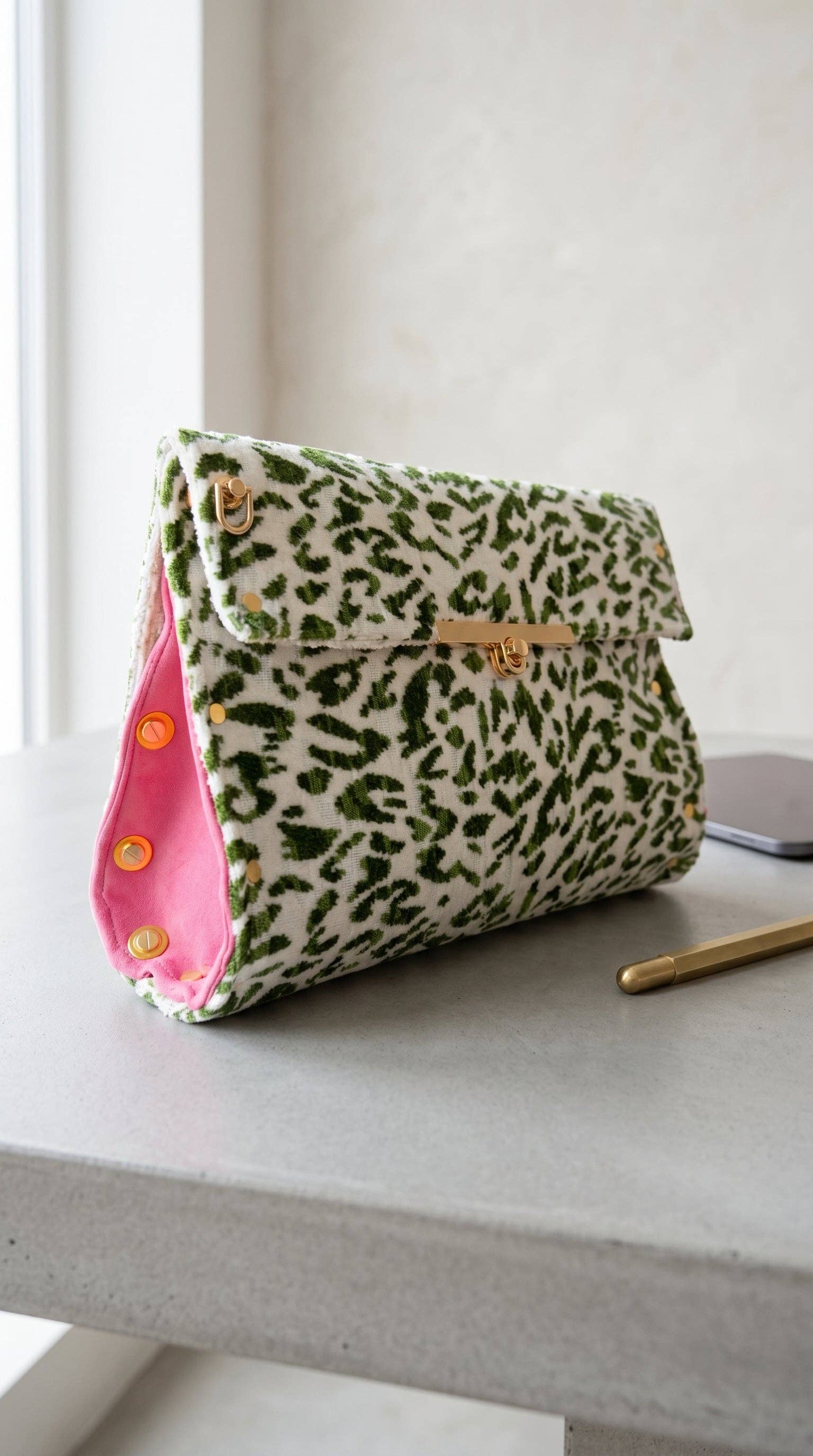 Wicked Green and Pink Clutch