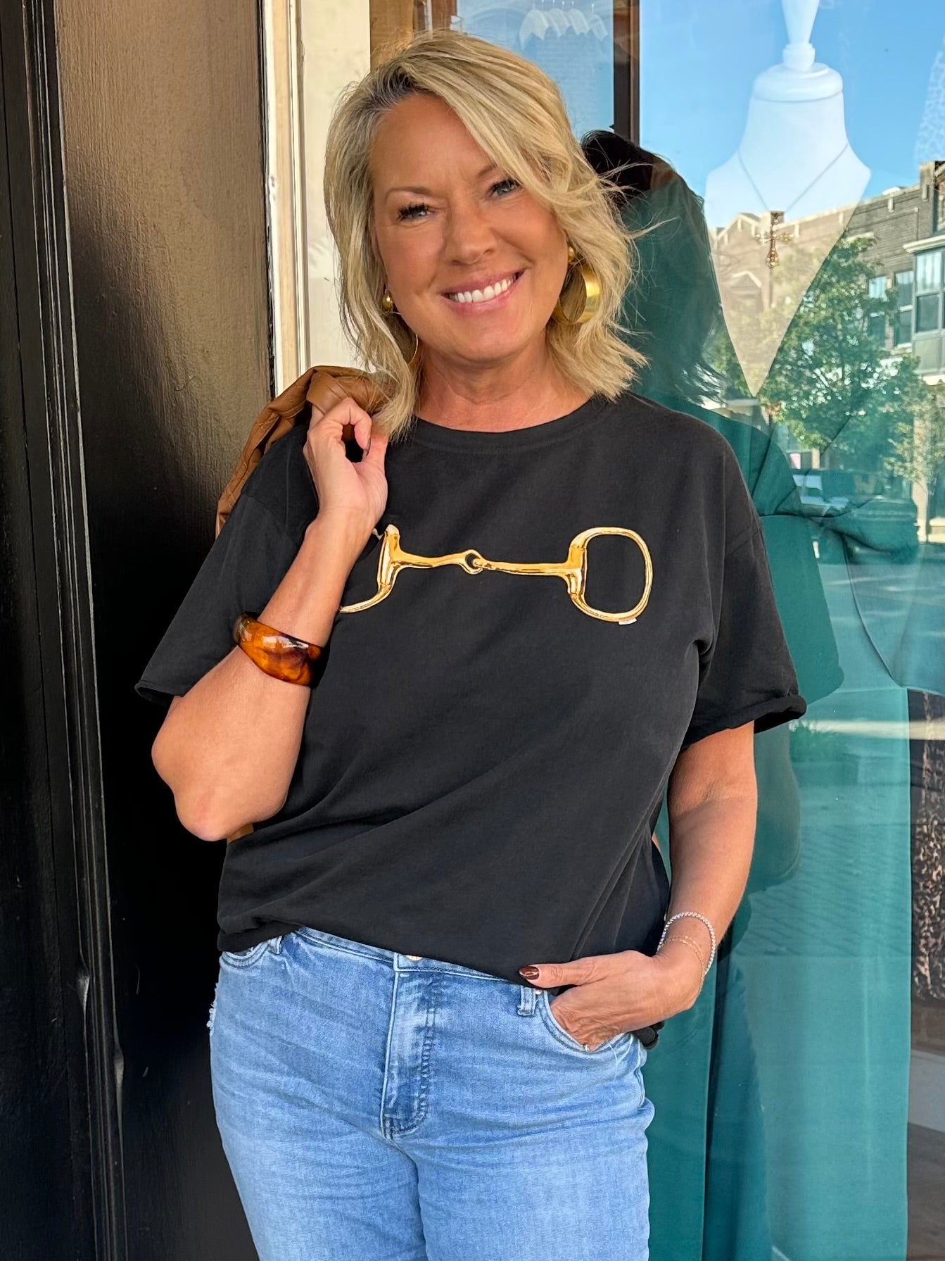 Gold Horse Bit Boxy Tee