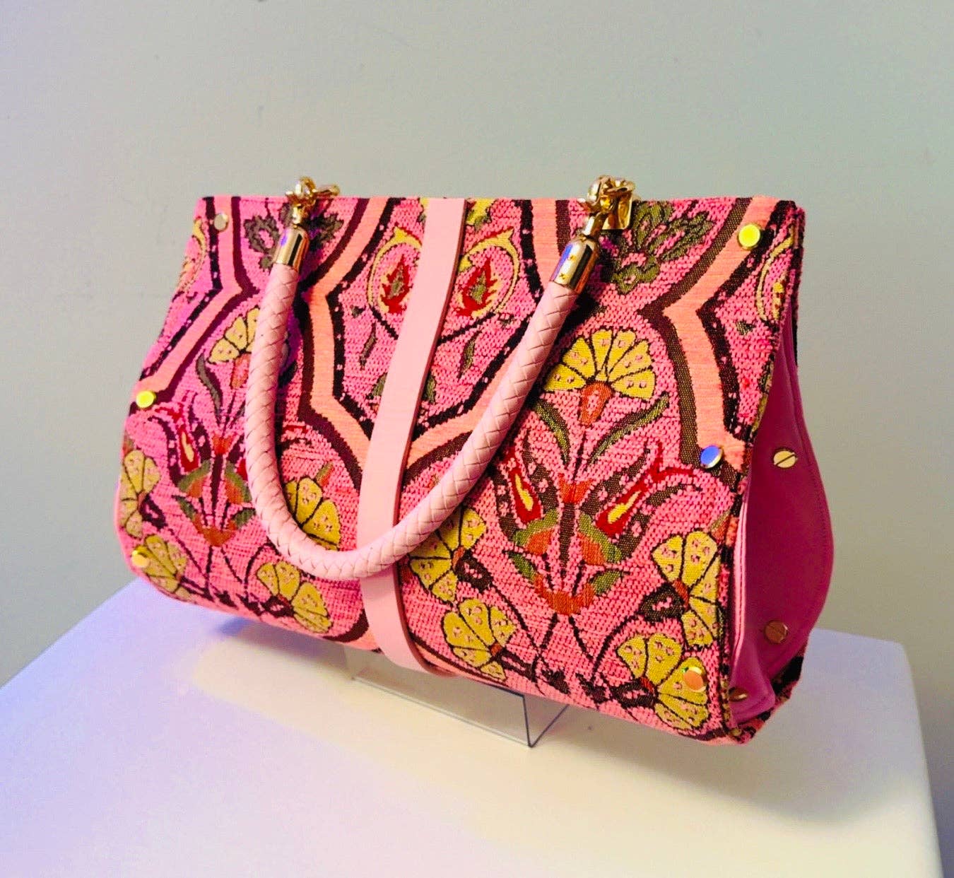 Pink Carnation Chenille Clutch