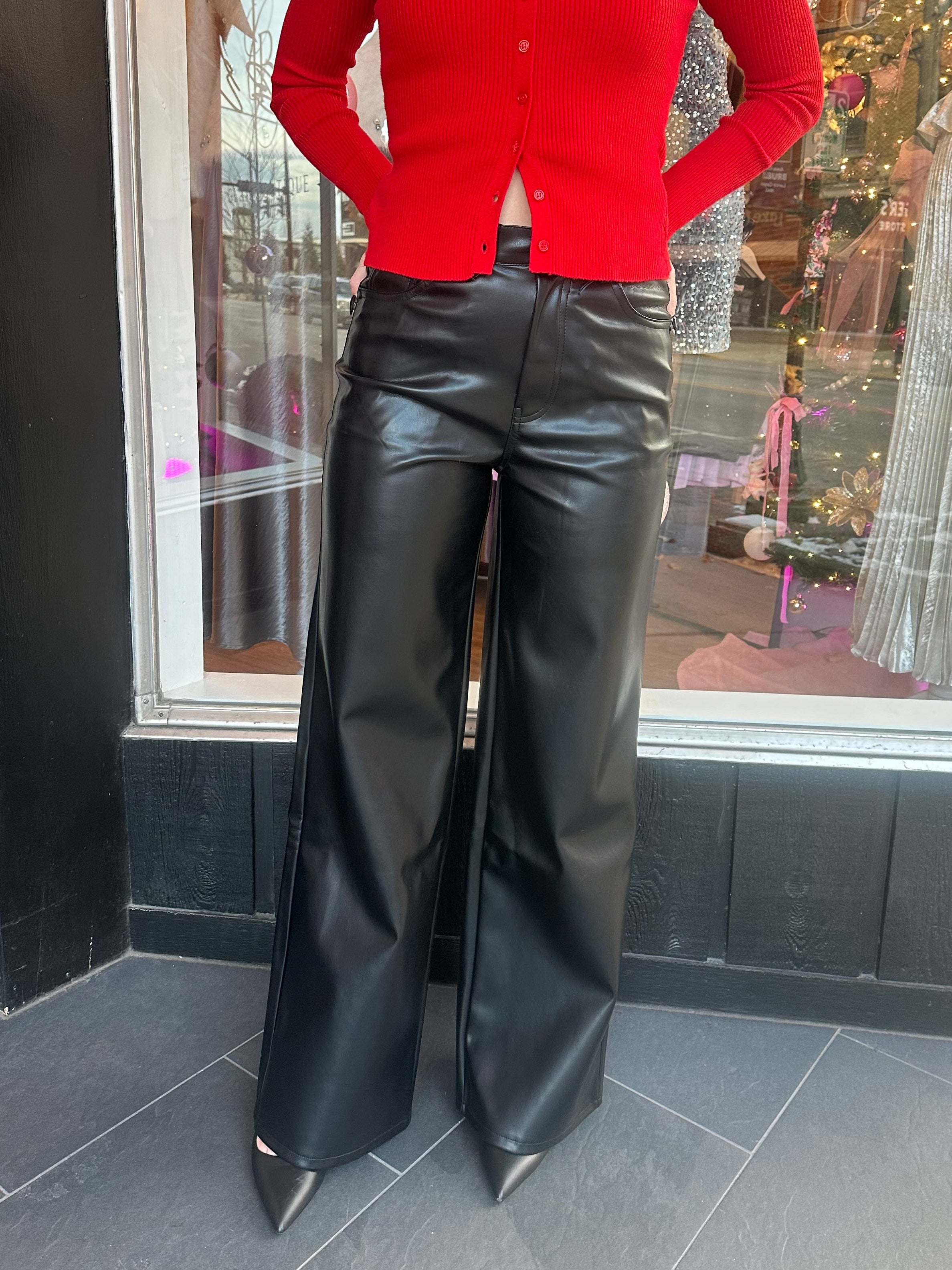 Romy Faux Leather Slouch Wide-Leg Pant