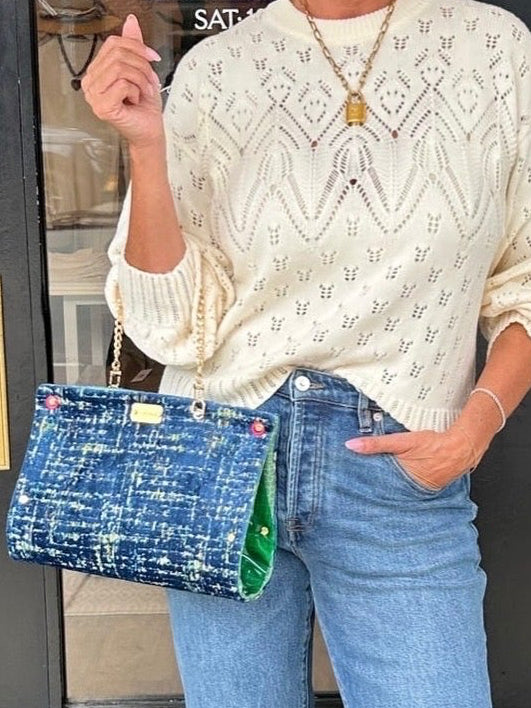 Blue and Yellow Chenille Clutch
