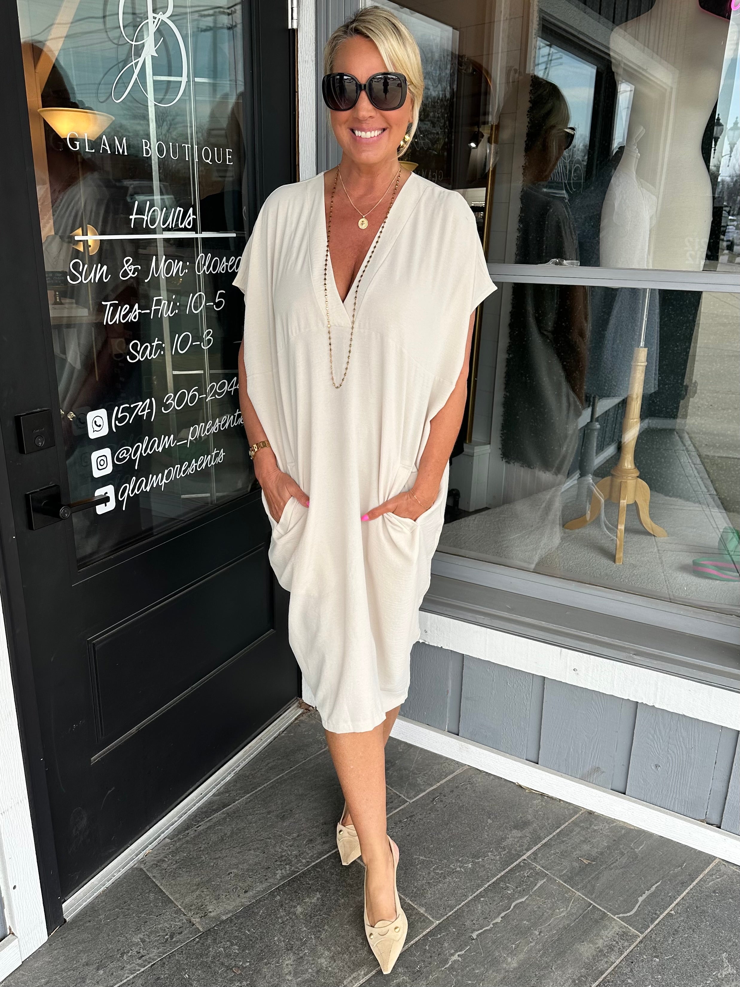 Ivory Caftan Pocket Dress