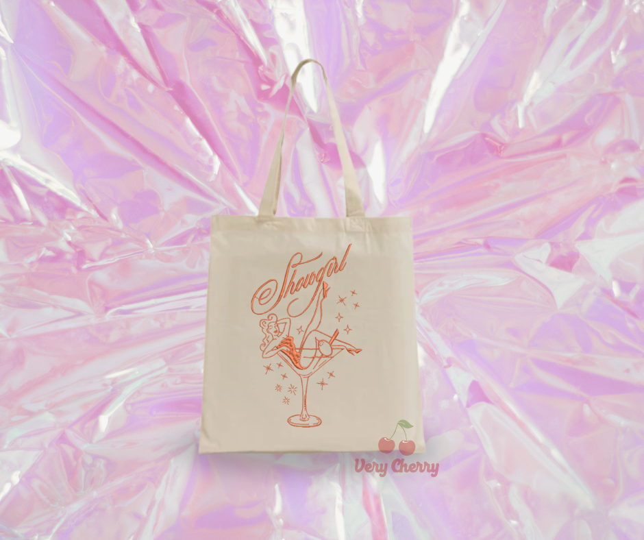 Tini Showgirl Faux Embroidery Canvas Tote Bag