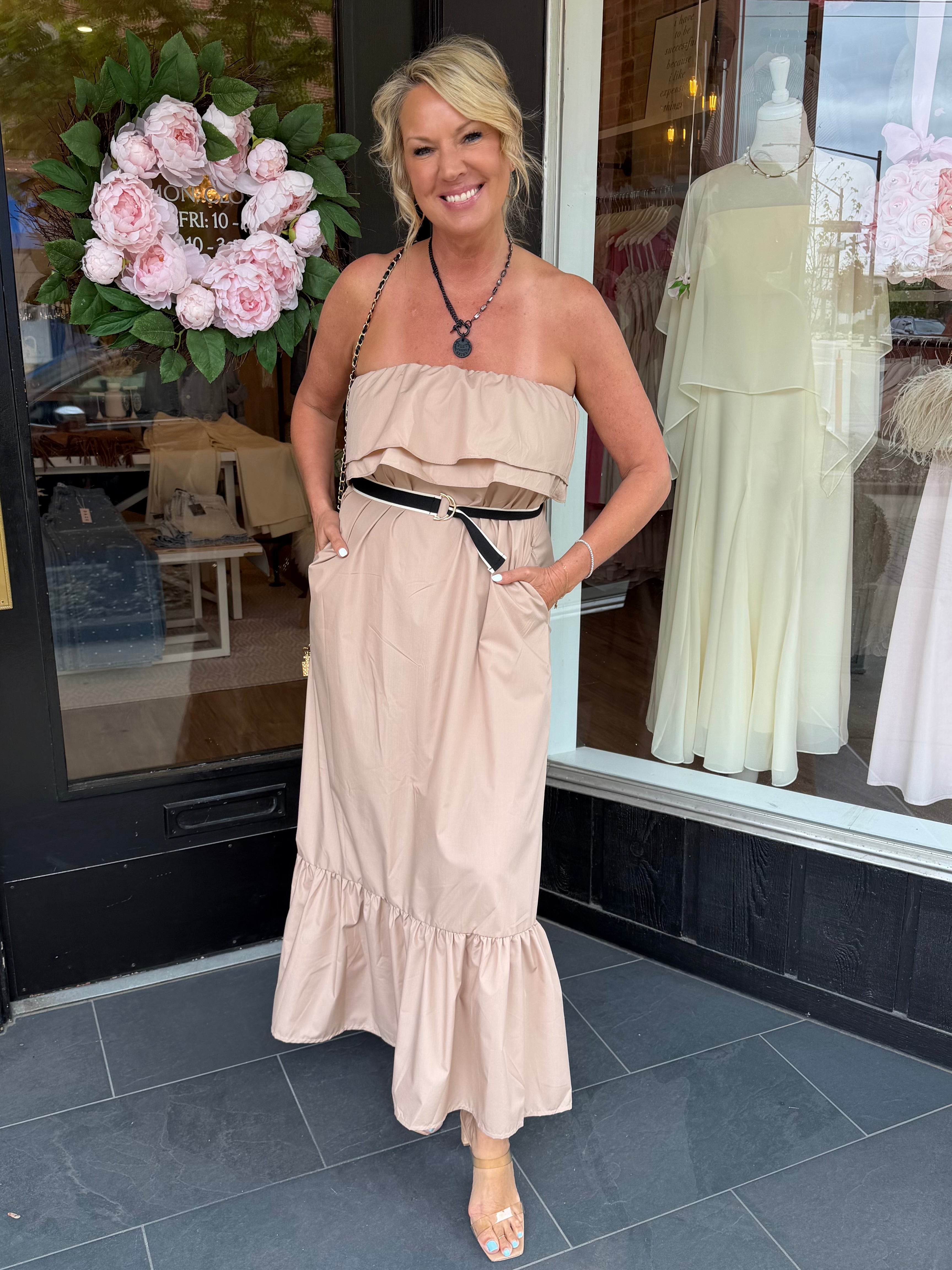 Como Strapless Tan Dress