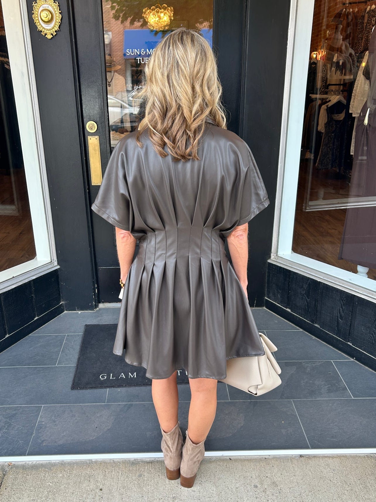 After Hours Faux Leather Dress