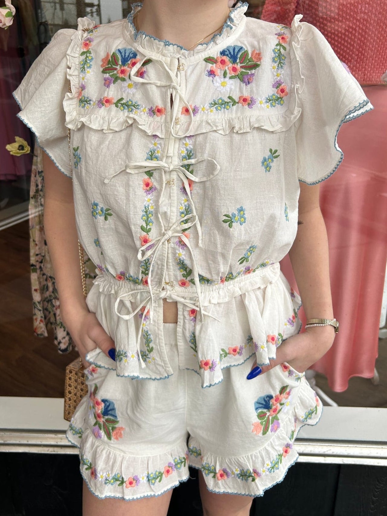 Romey Top Wild Meadow Embroidery