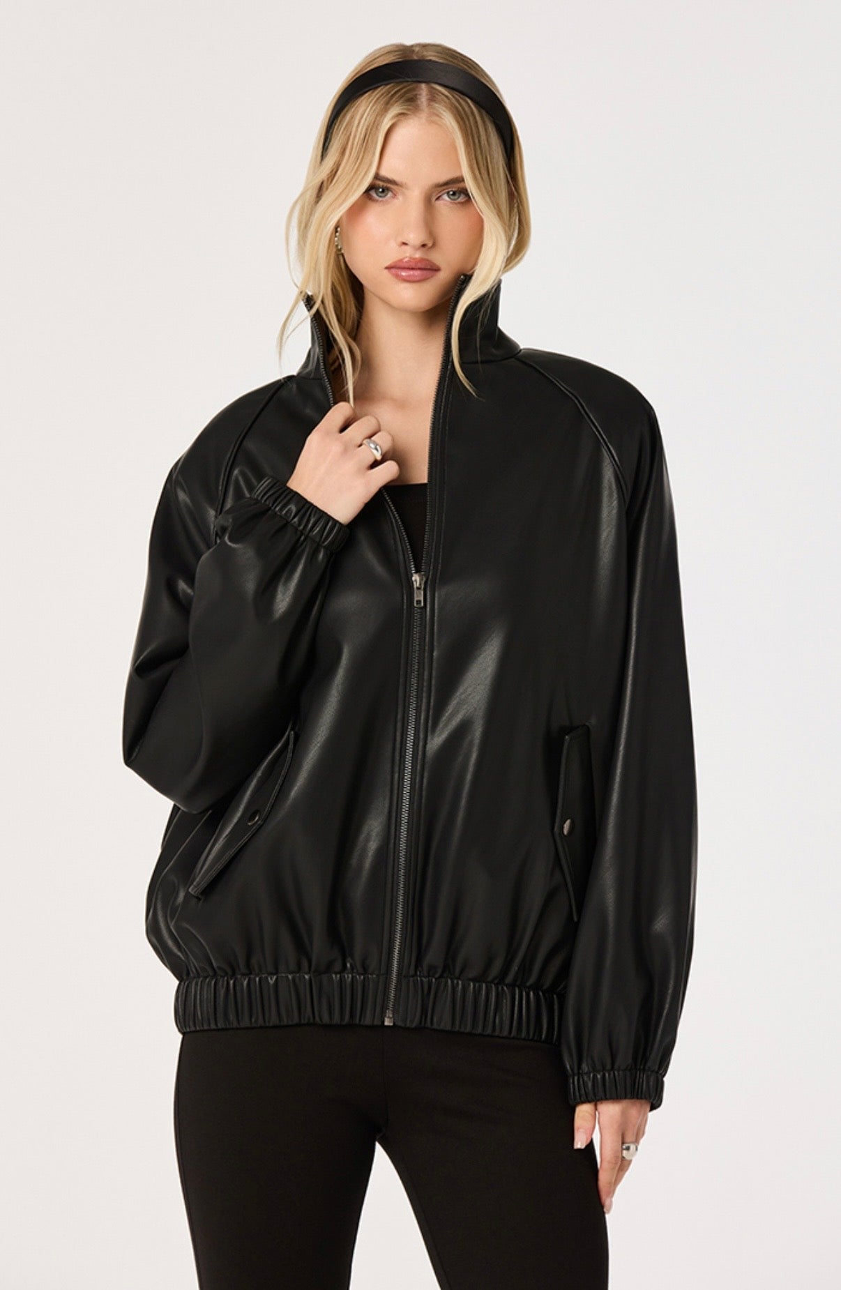 Shayna Faux Leather Bomber Jacket