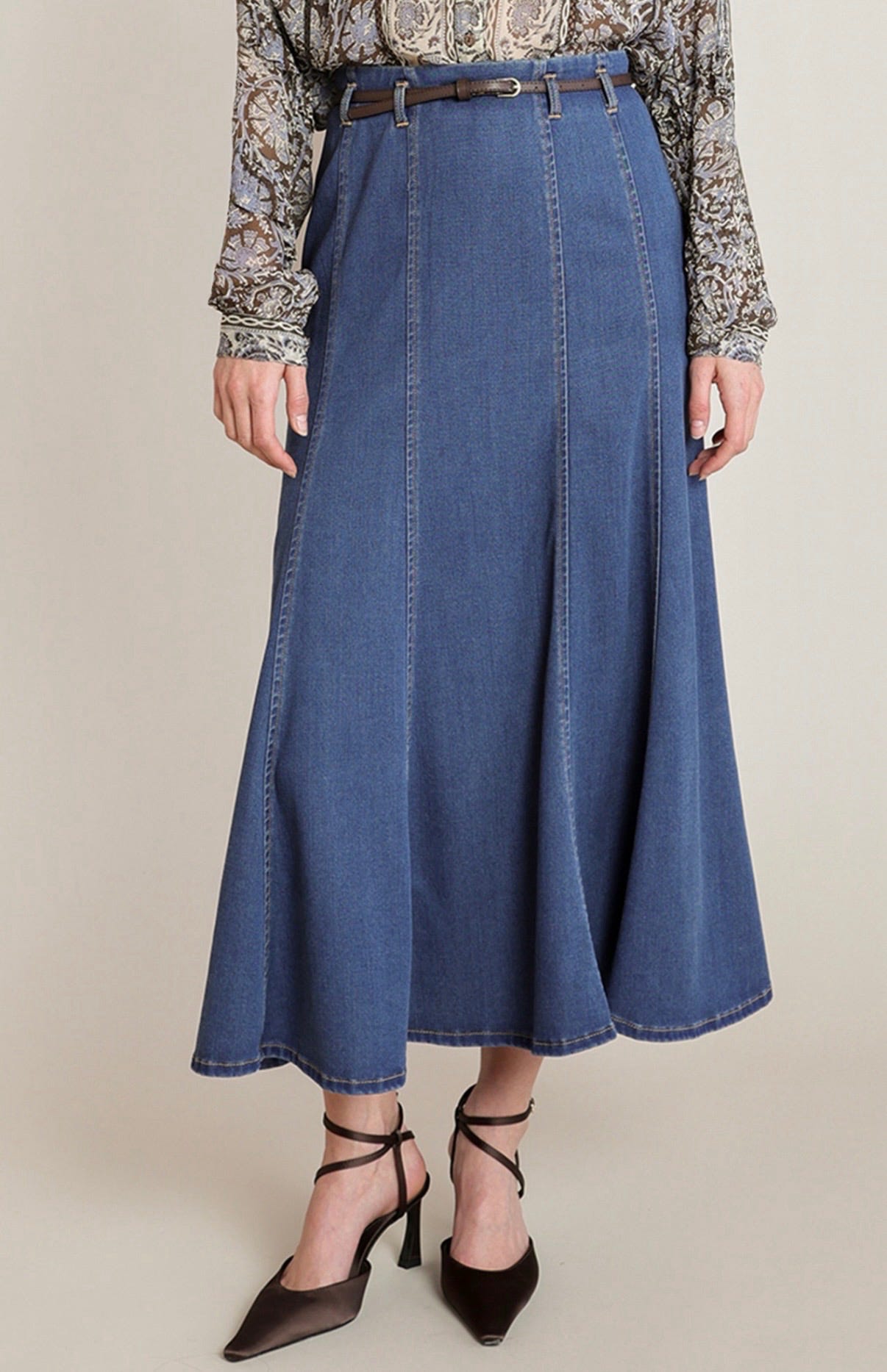 The Tailored Denim Maxi Skirt