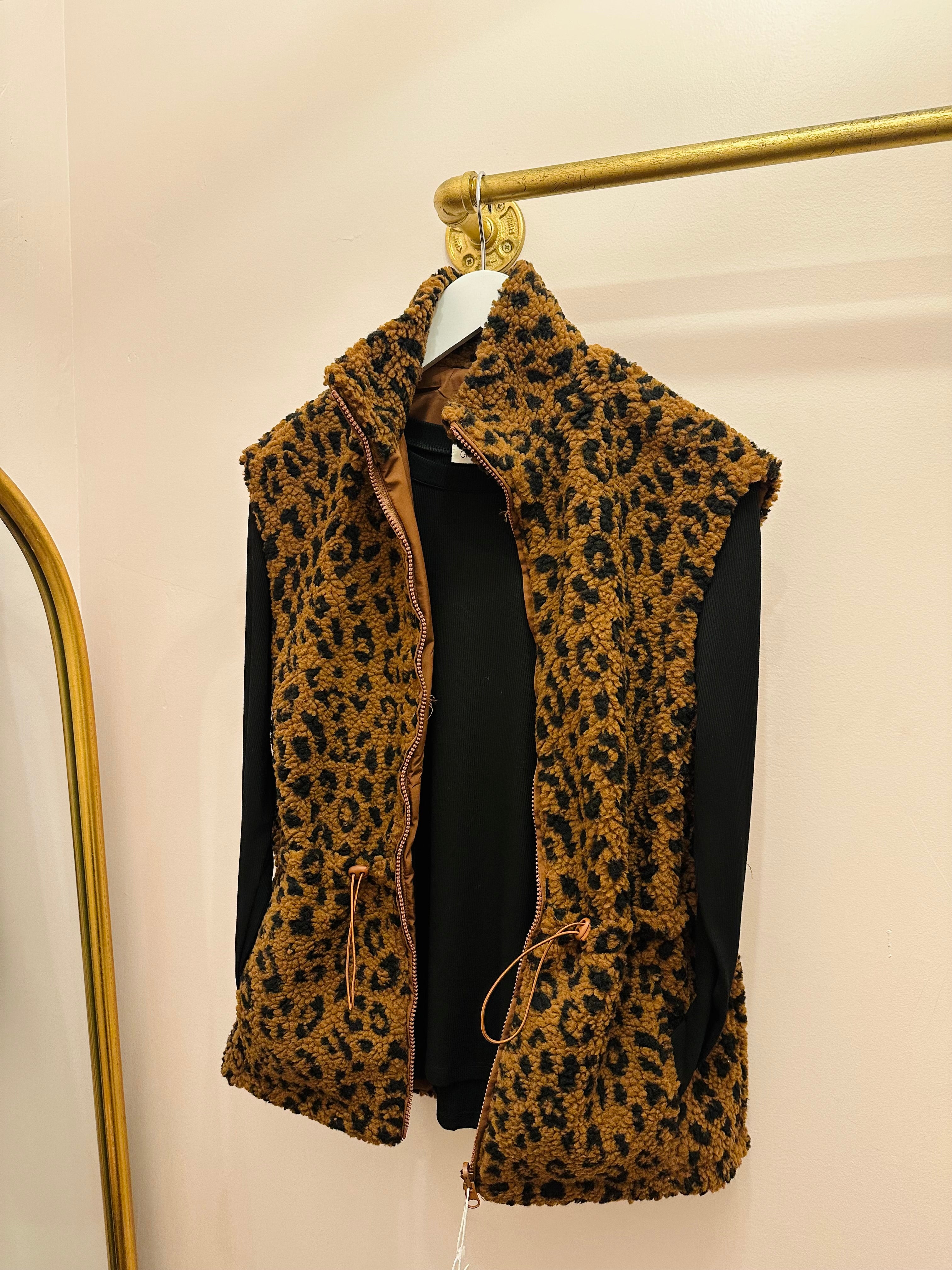 Leopard Sherpa Reversible Vest