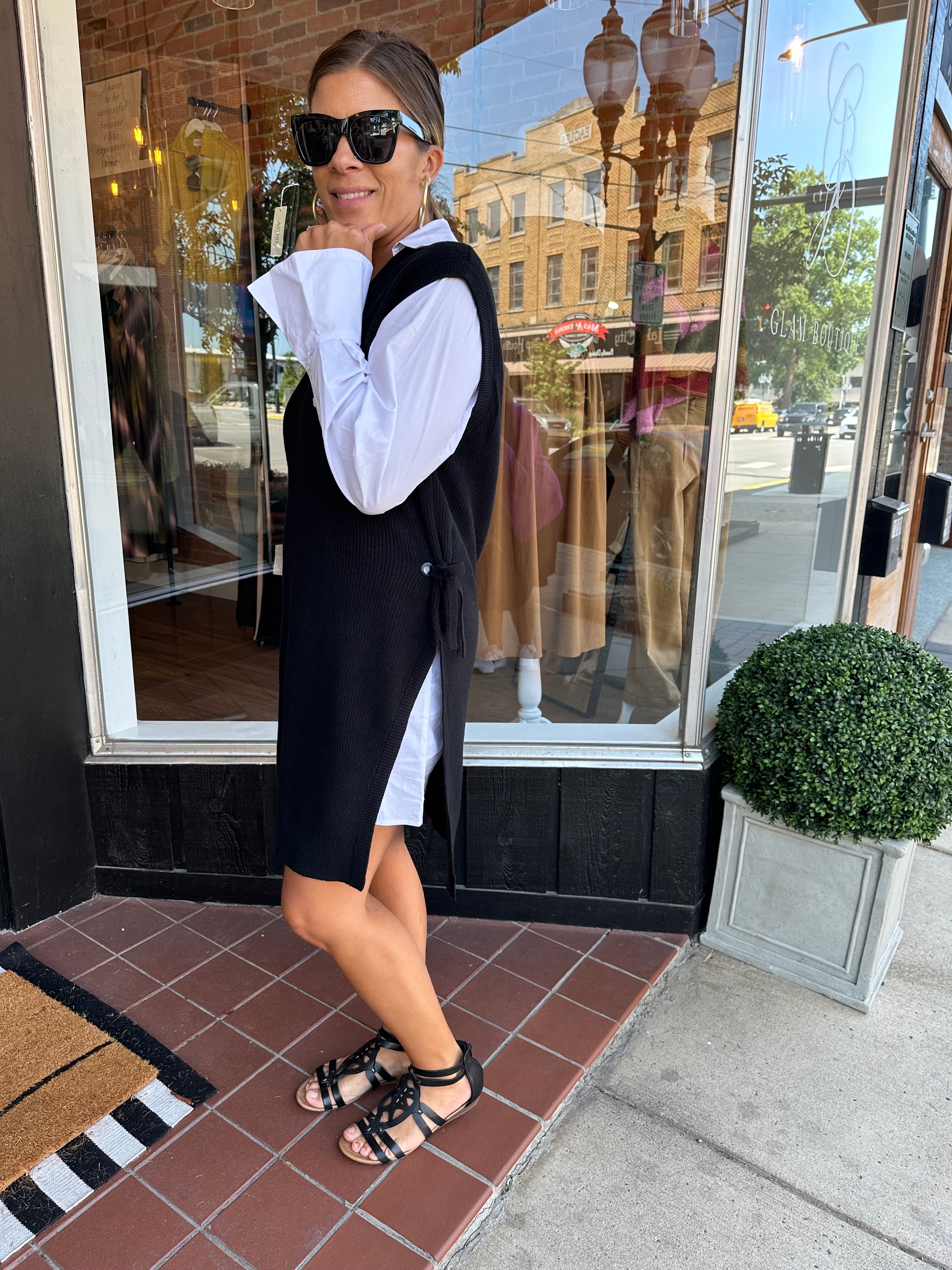 Black Mixed Media Sweater Dress Black Mixed Media Sweater Dress