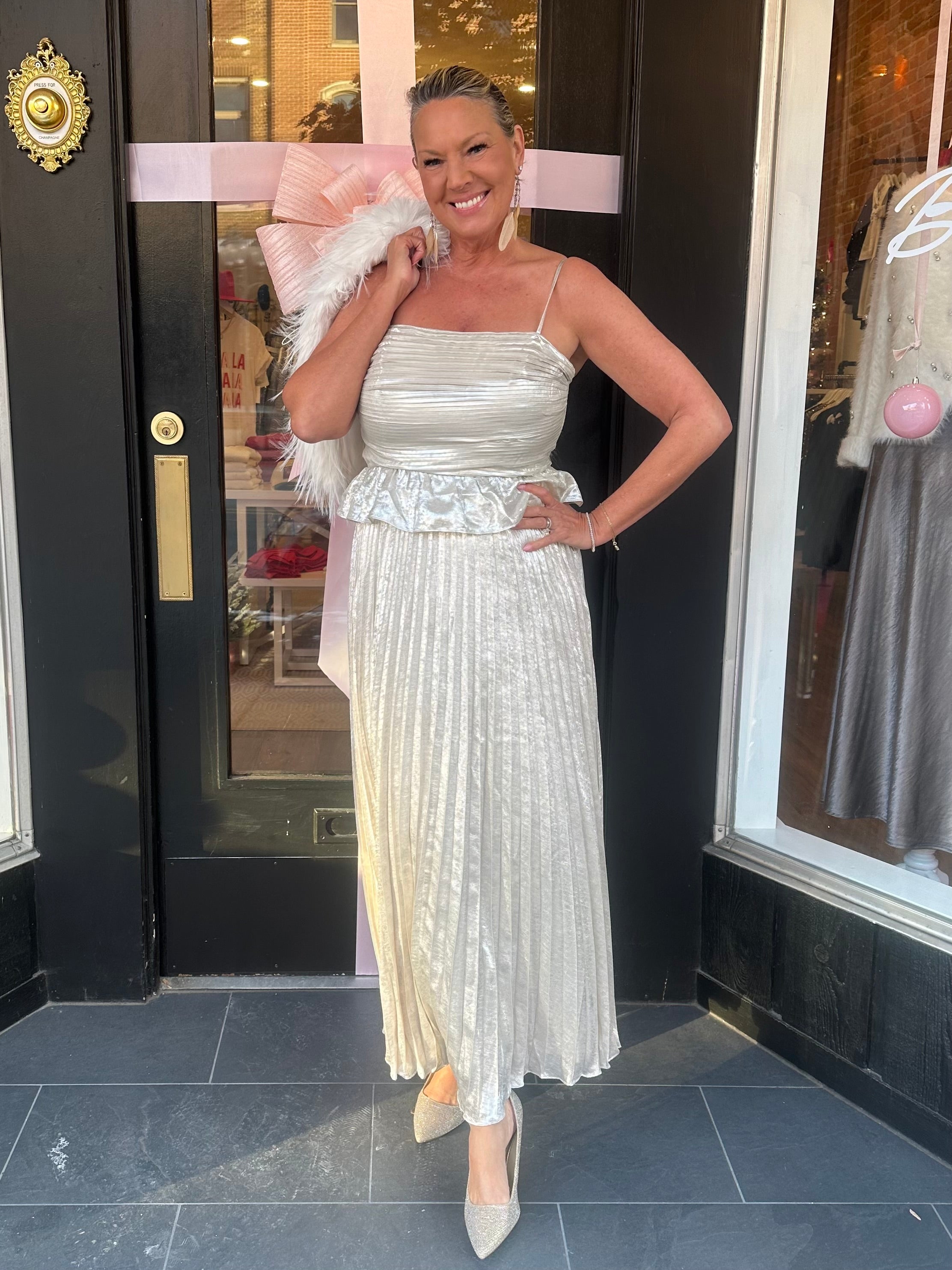 champagne peplum dress Terani - 261C6524