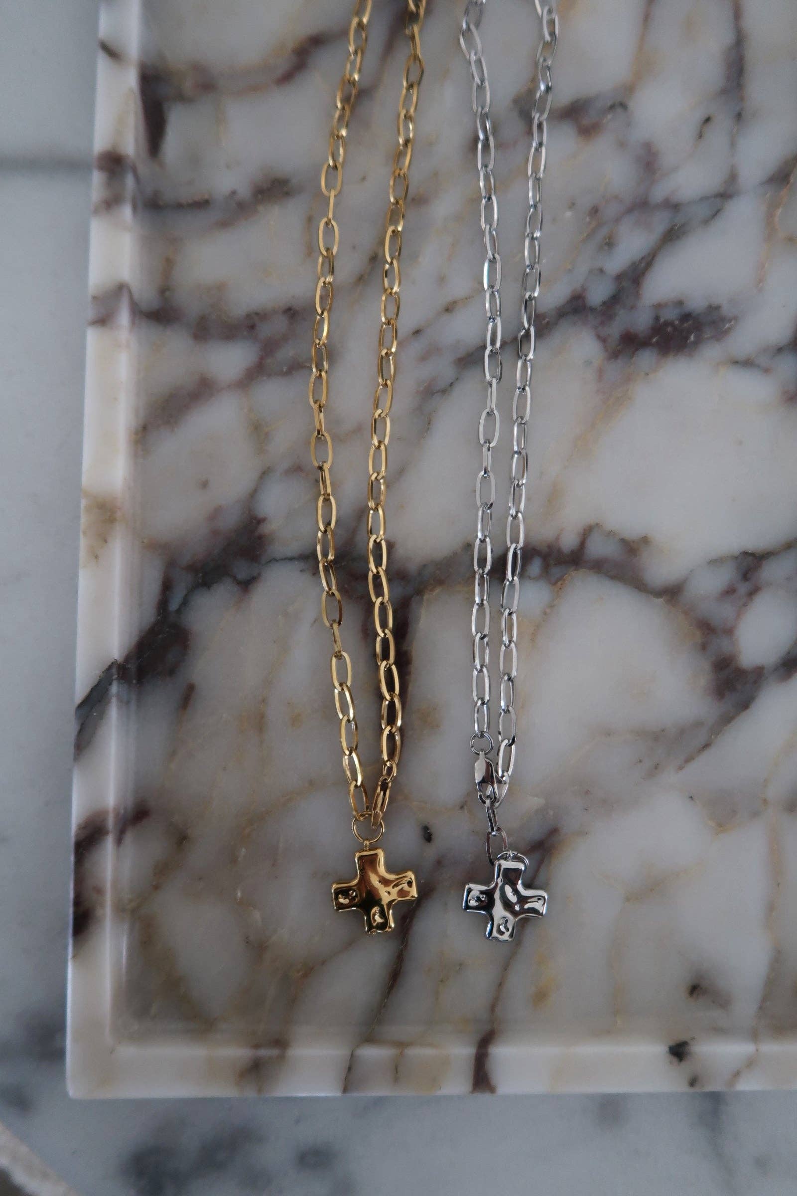 Paperclip Cross Necklace: Gold