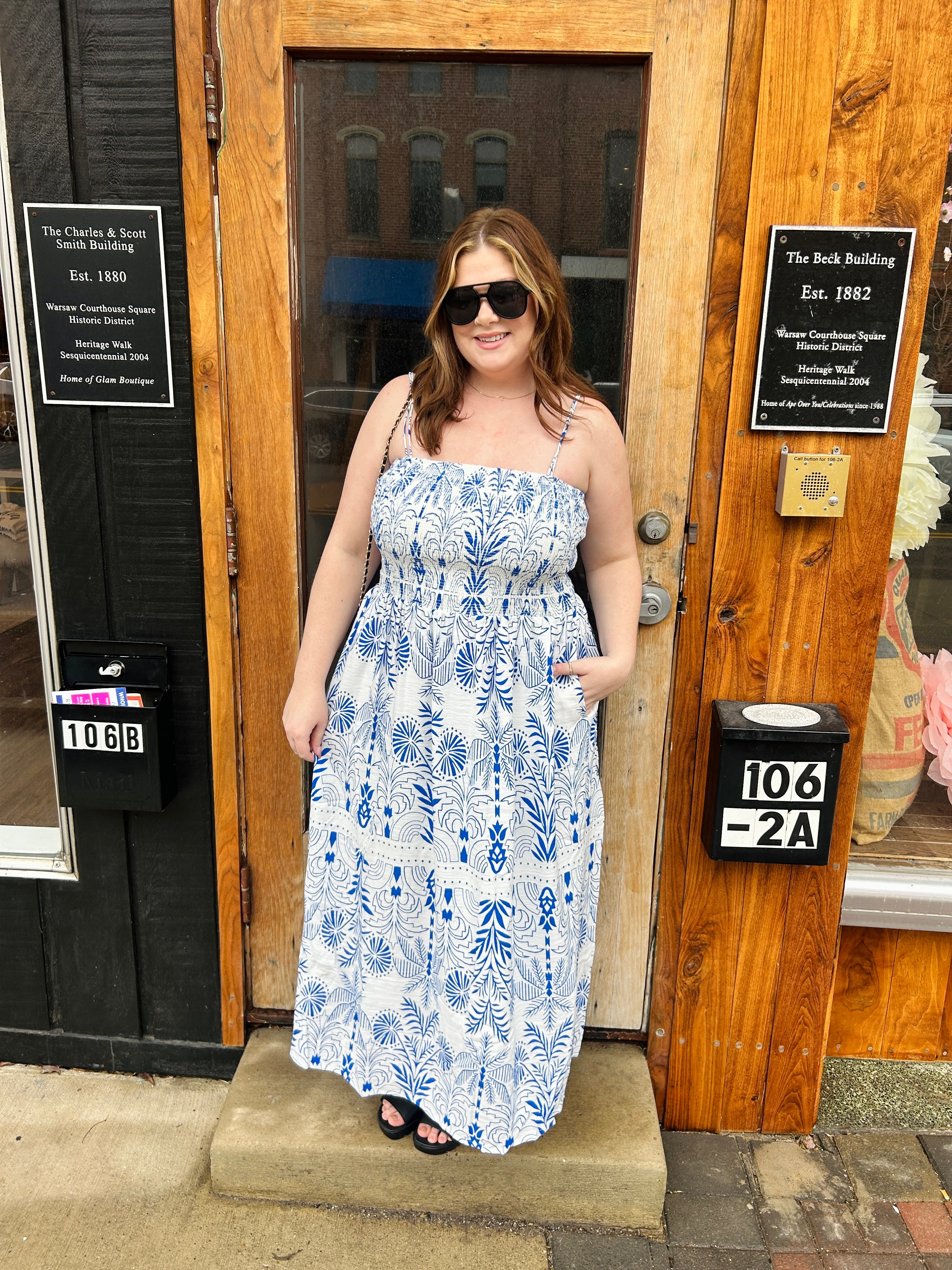Nadine Palm Maxi Dress Nautical
