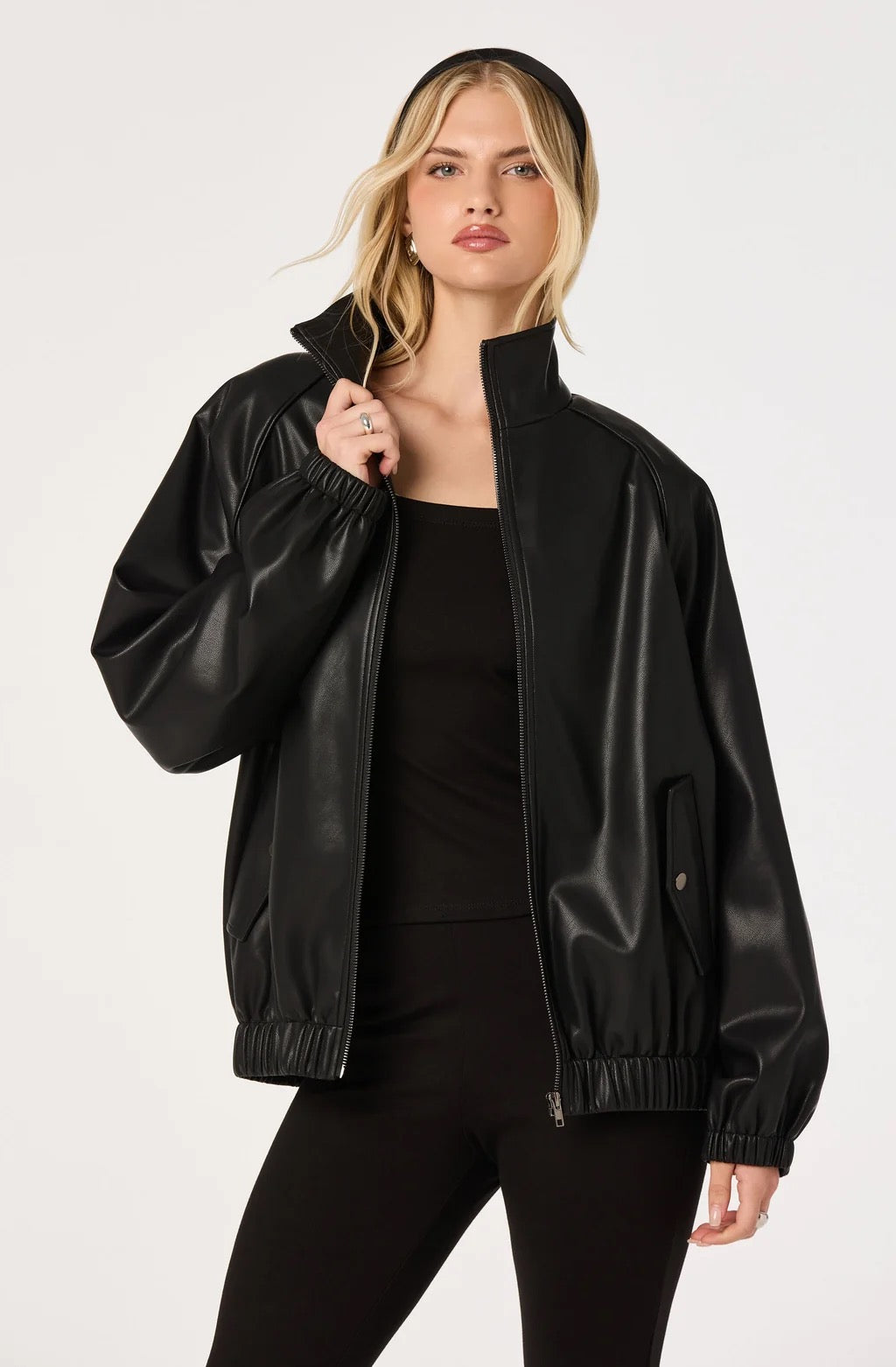 Shayna Faux Leather Bomber Jacket
