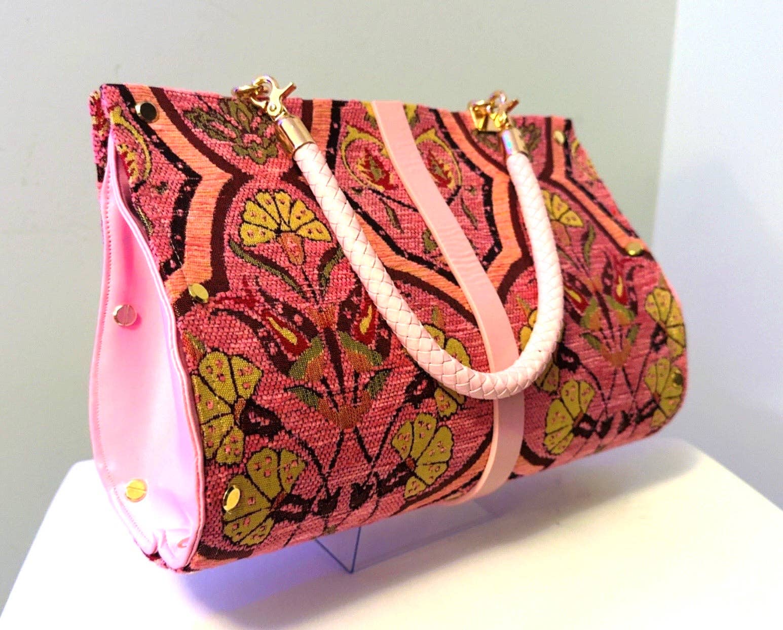 Pink Carnation Chenille Clutch