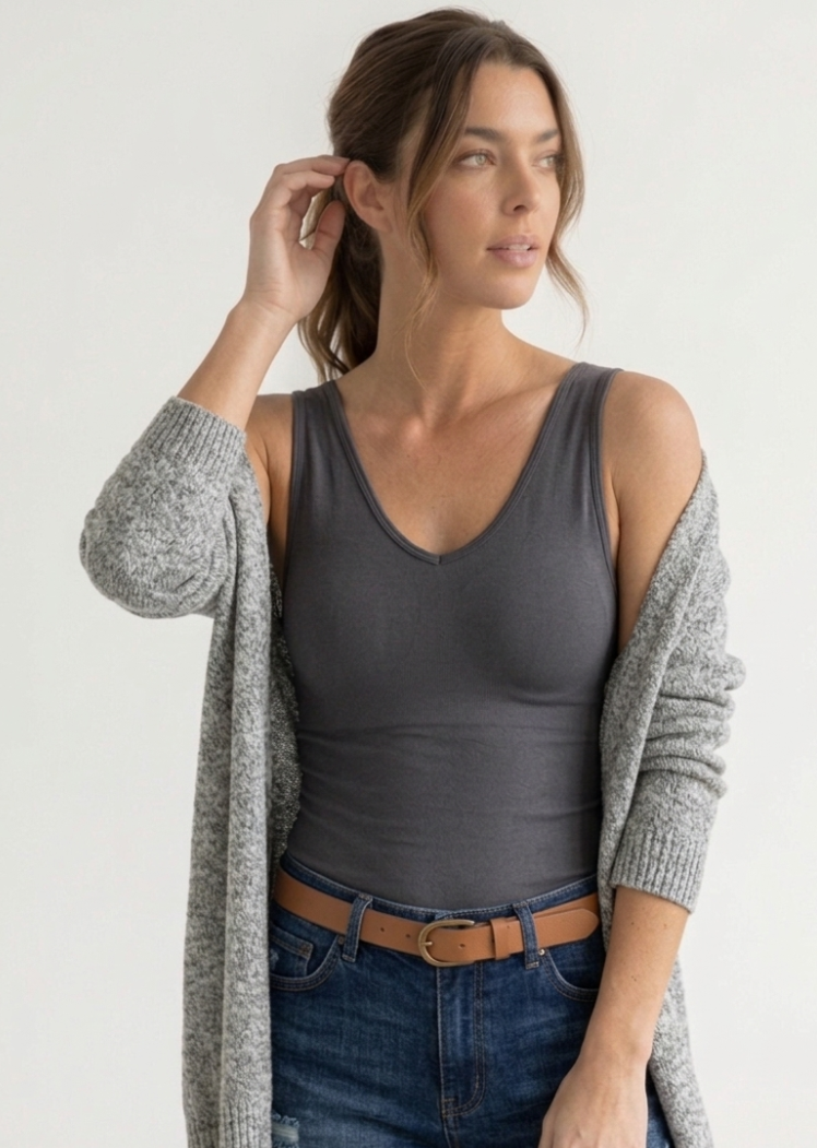 Built-In-Bra Tank: Ivory / One Size