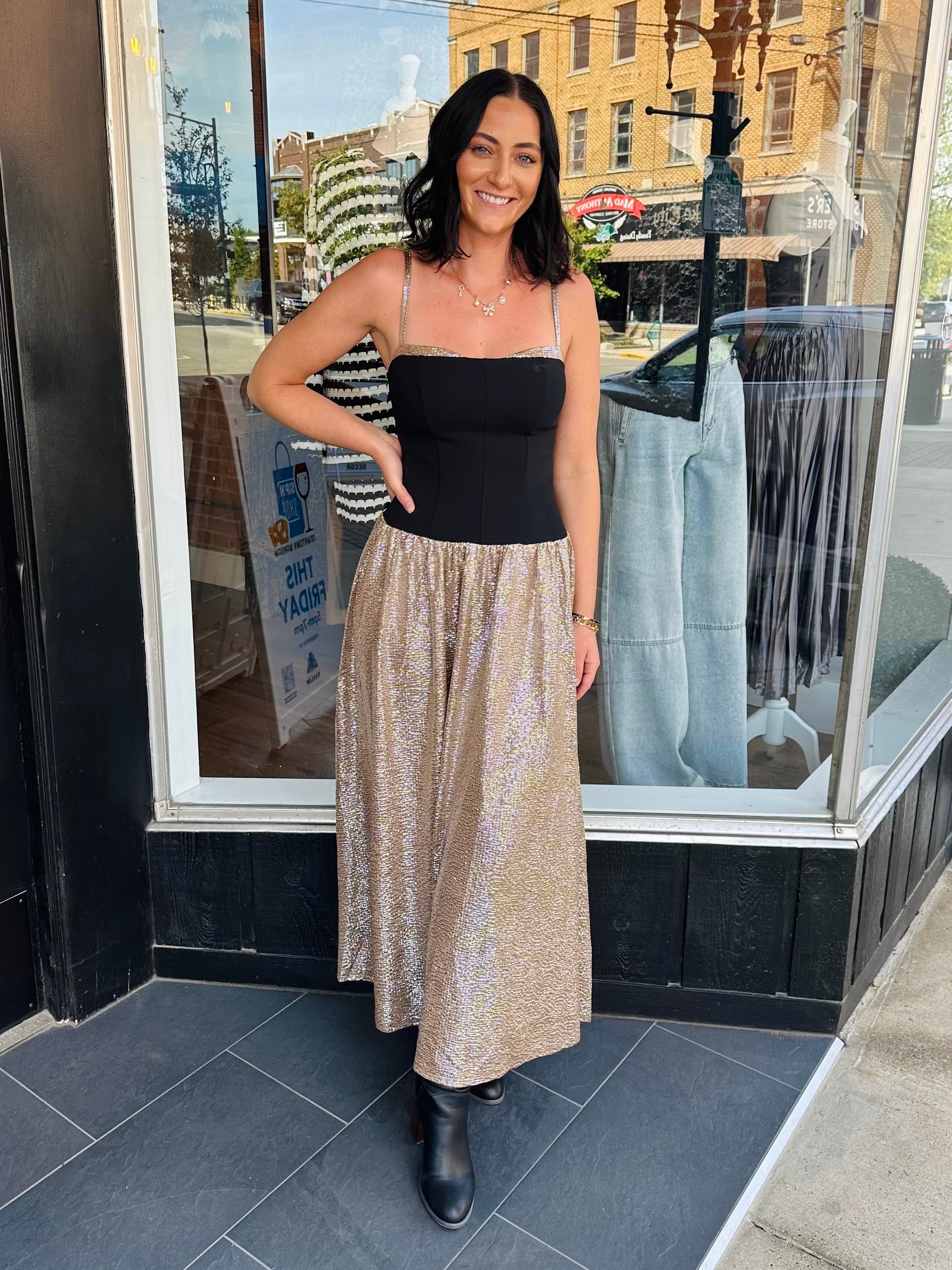 Hepburn Midi Dress Silver Confetti