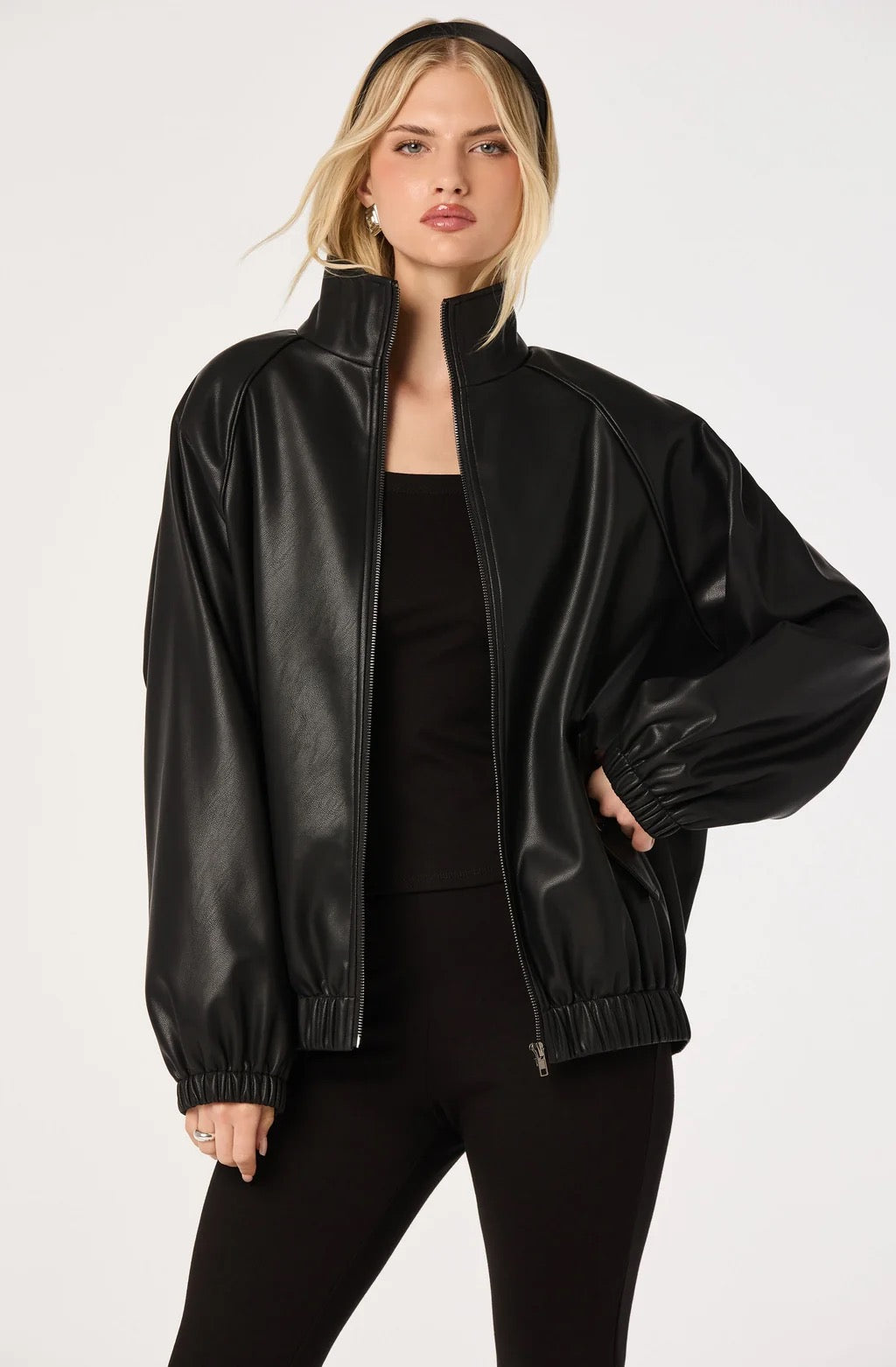 Shayna Faux Leather Bomber Jacket
