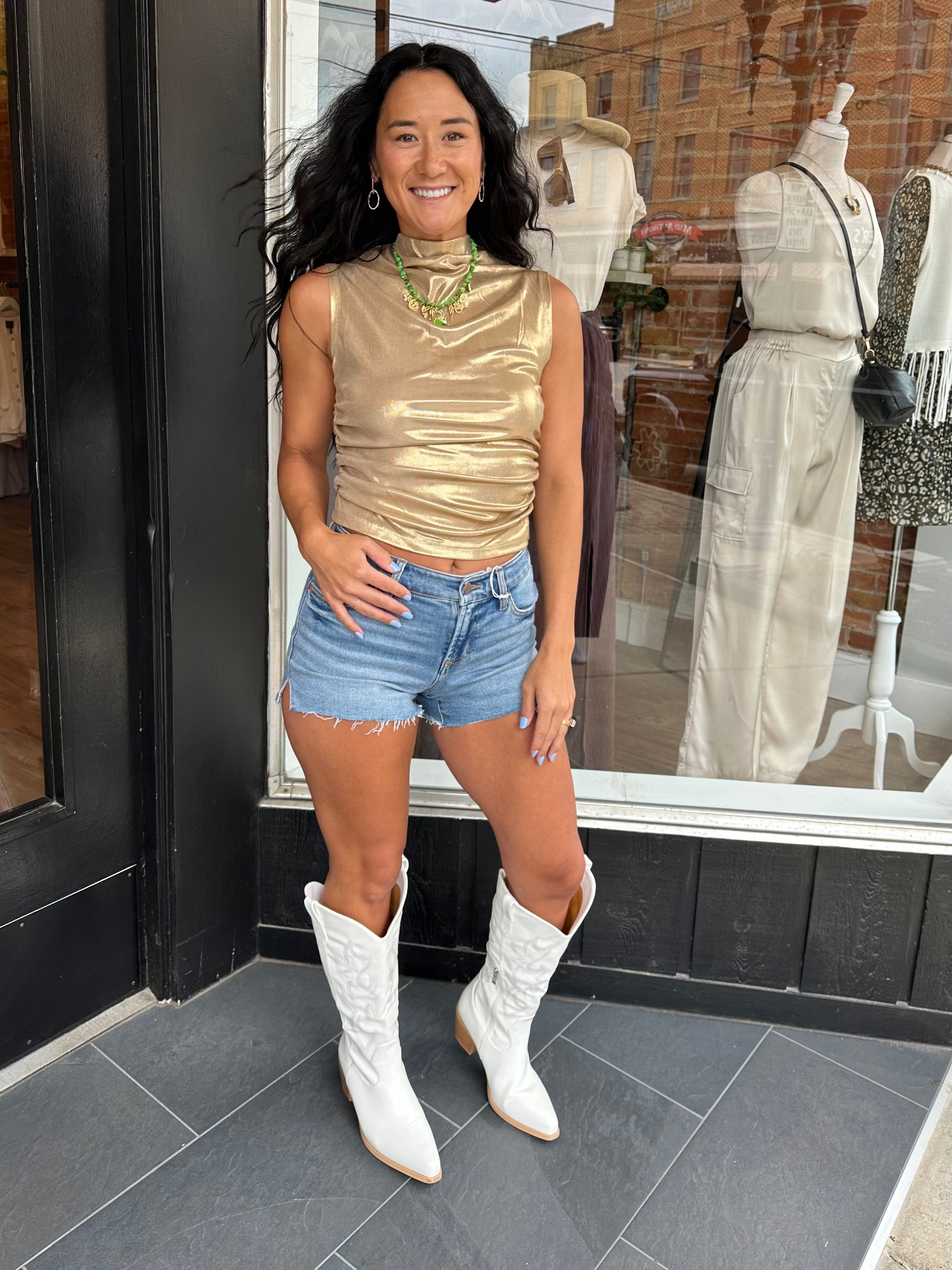 Parker Ruched Metallic Top