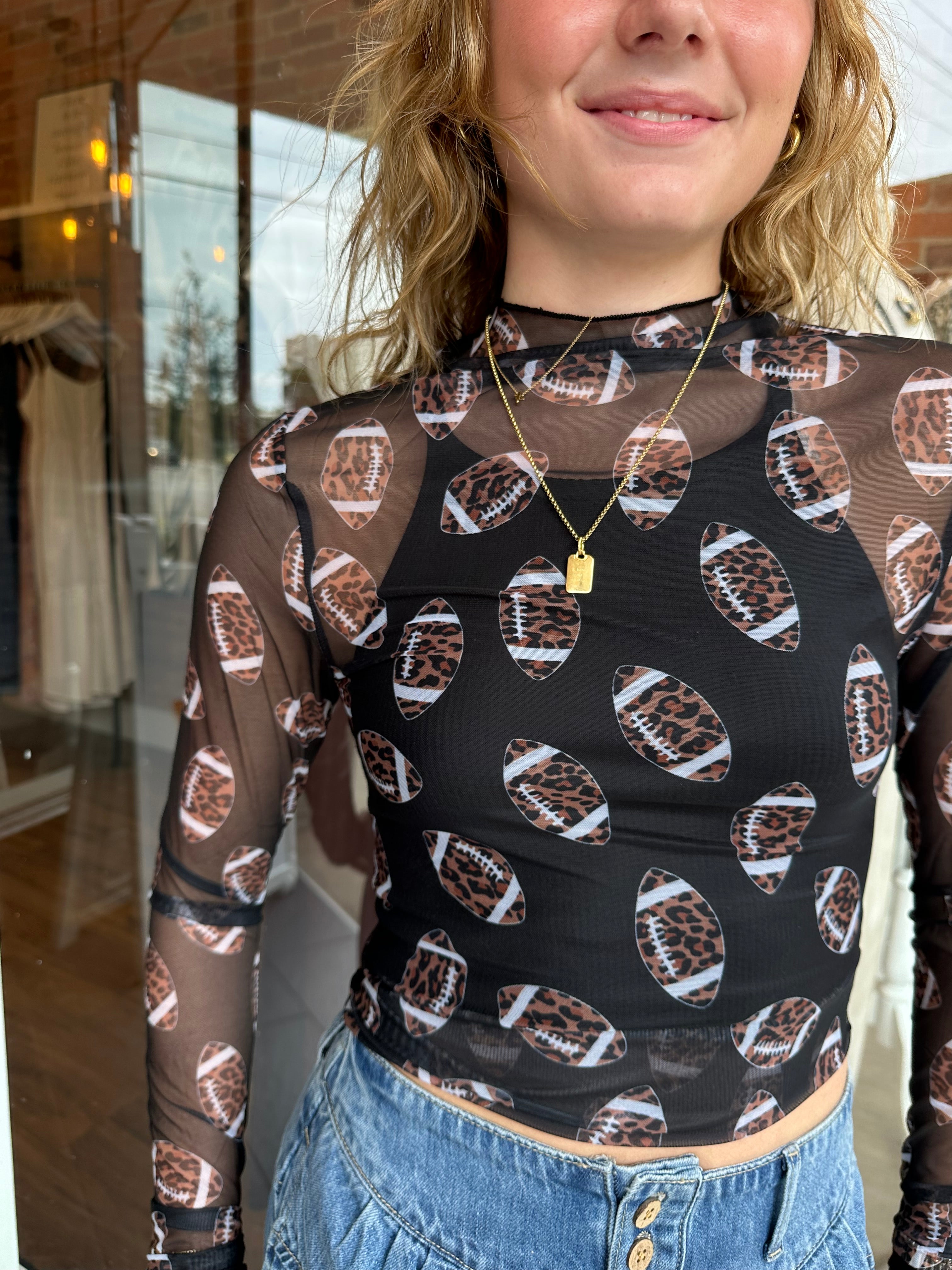 Leopard Football Print Top