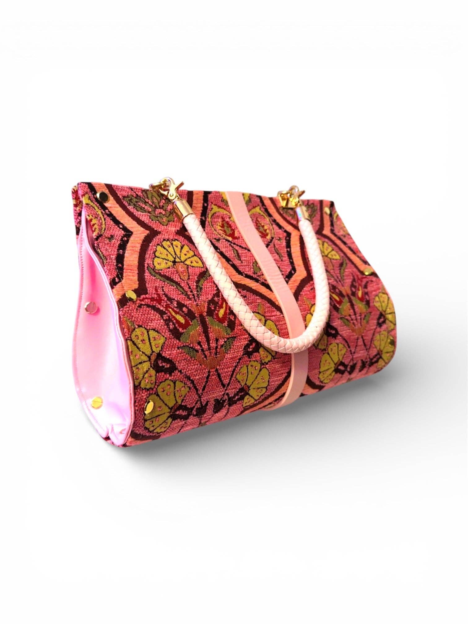 Pink Carnation Chenille Clutch