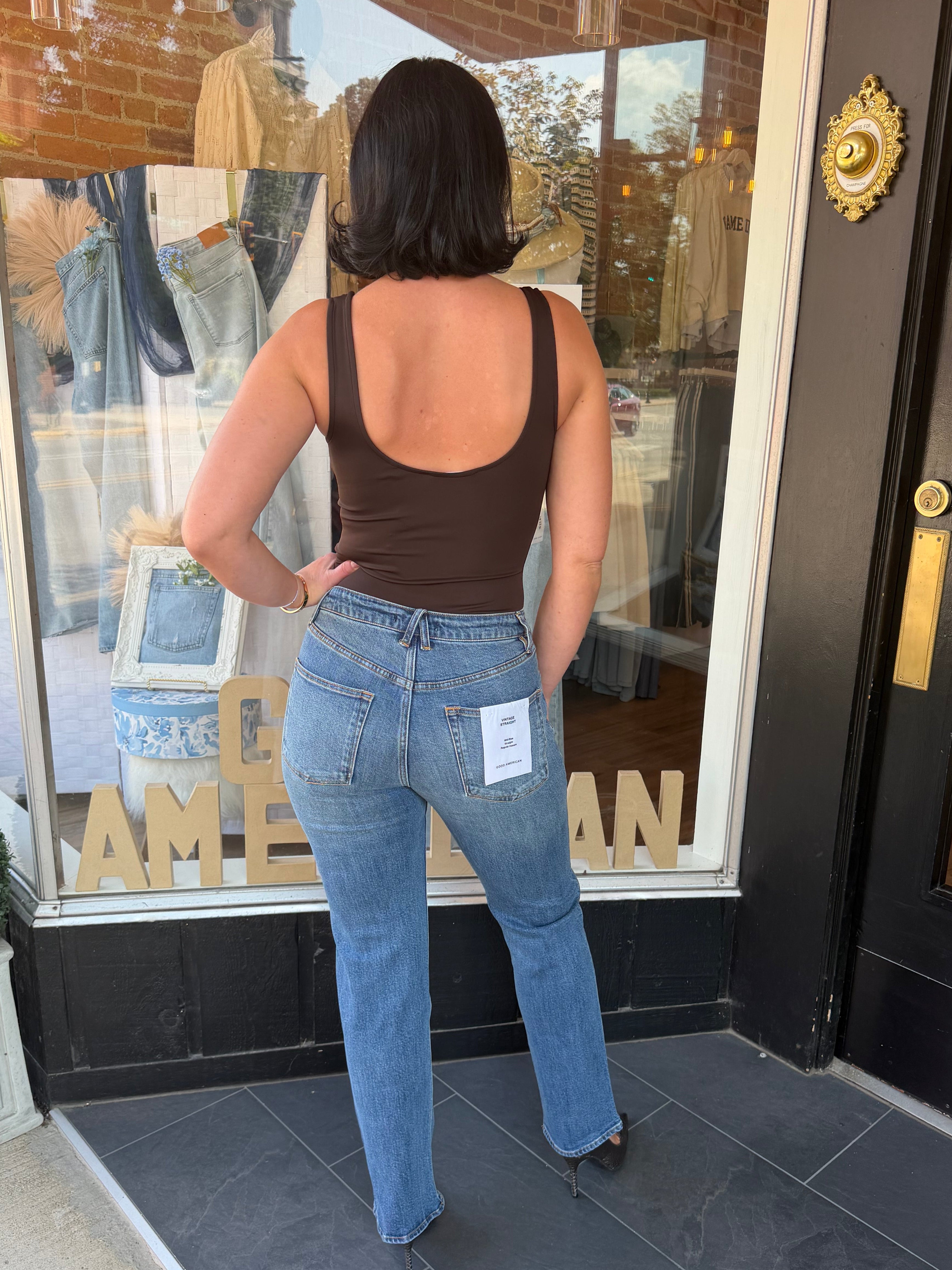 Sculpting Modern Tank Bodysuit: Espresso