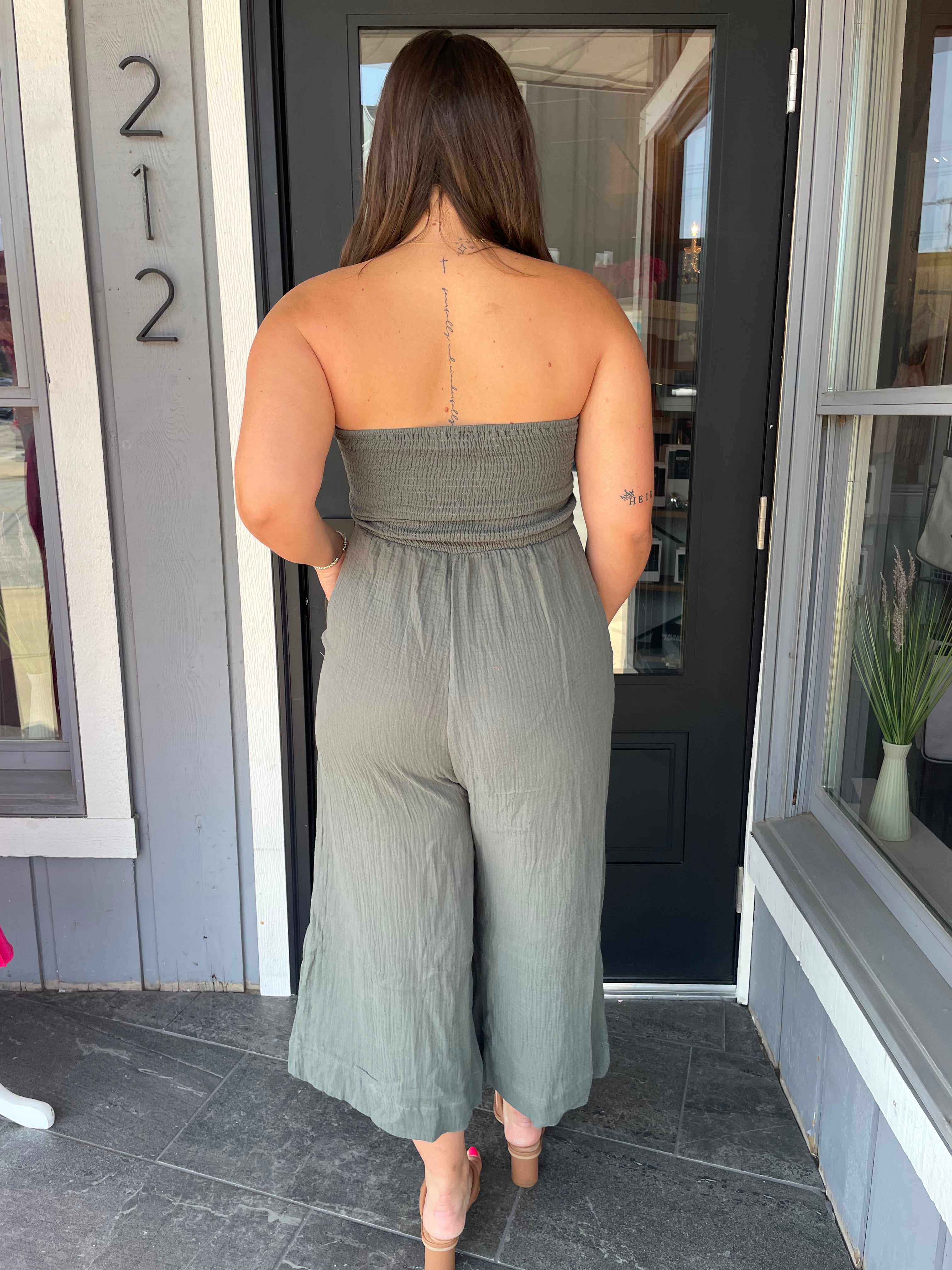 Jade Green Tie Front Jumpsuit - Final Sale