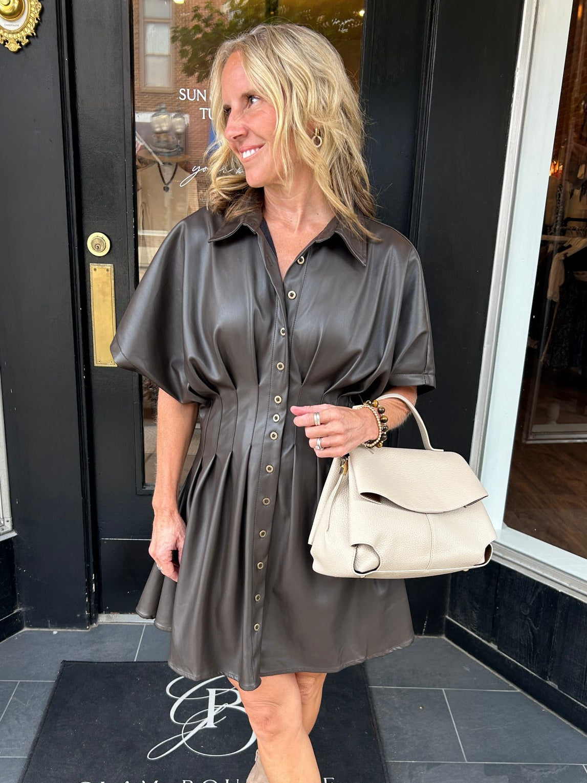 After Hours Faux Leather Dress