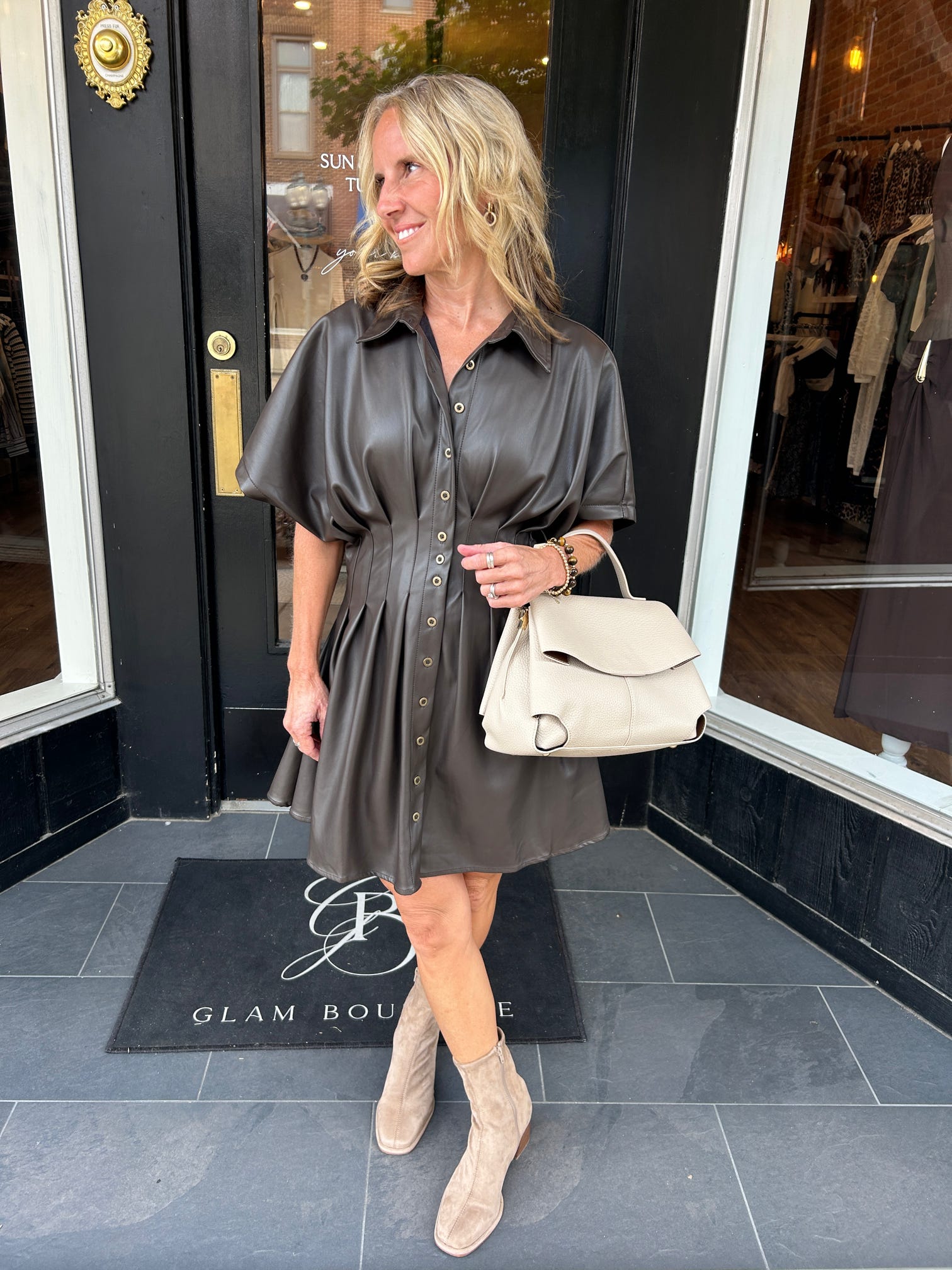 After Hours Faux Leather Dress