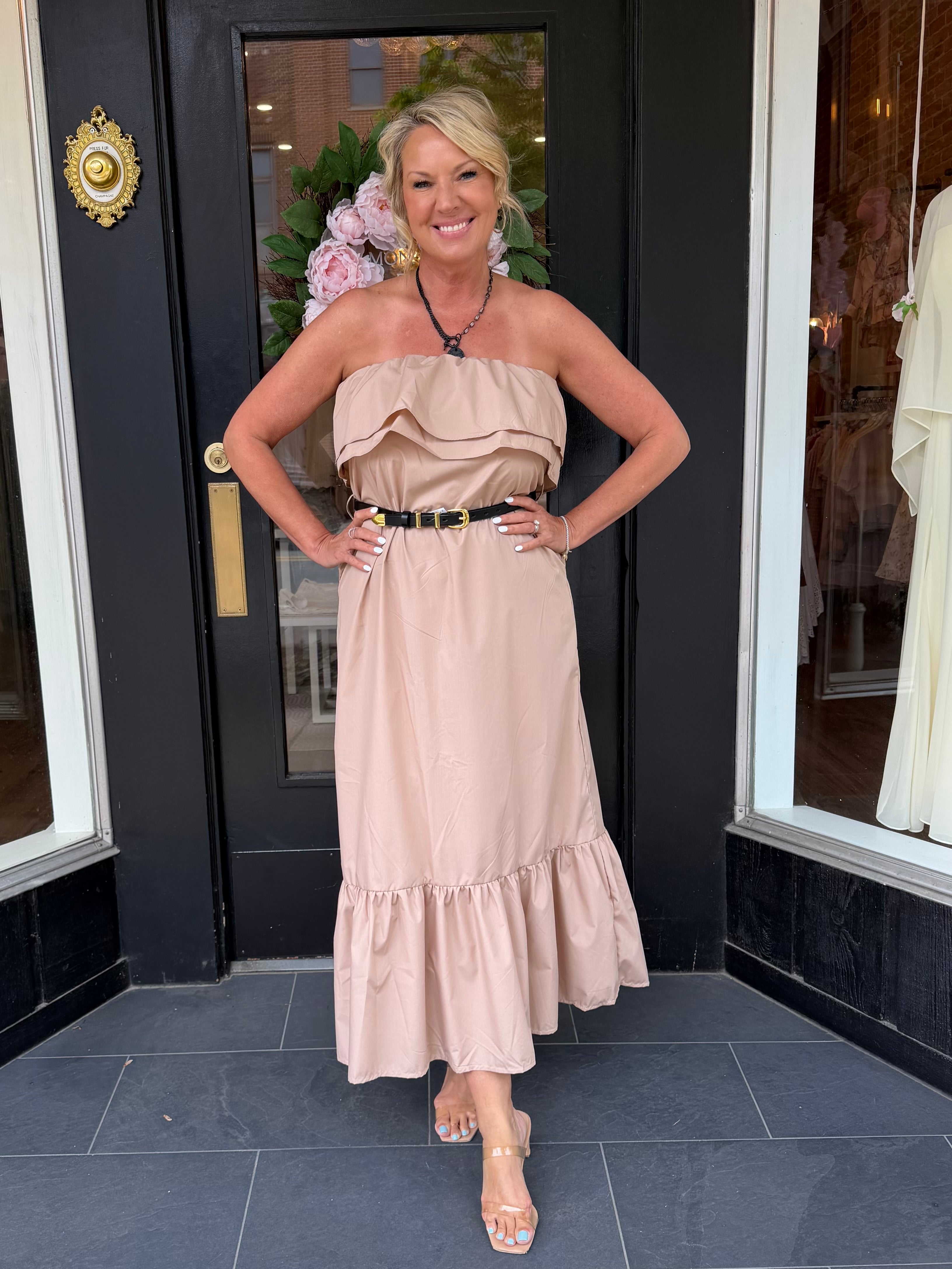 Como Strapless Tan Dress