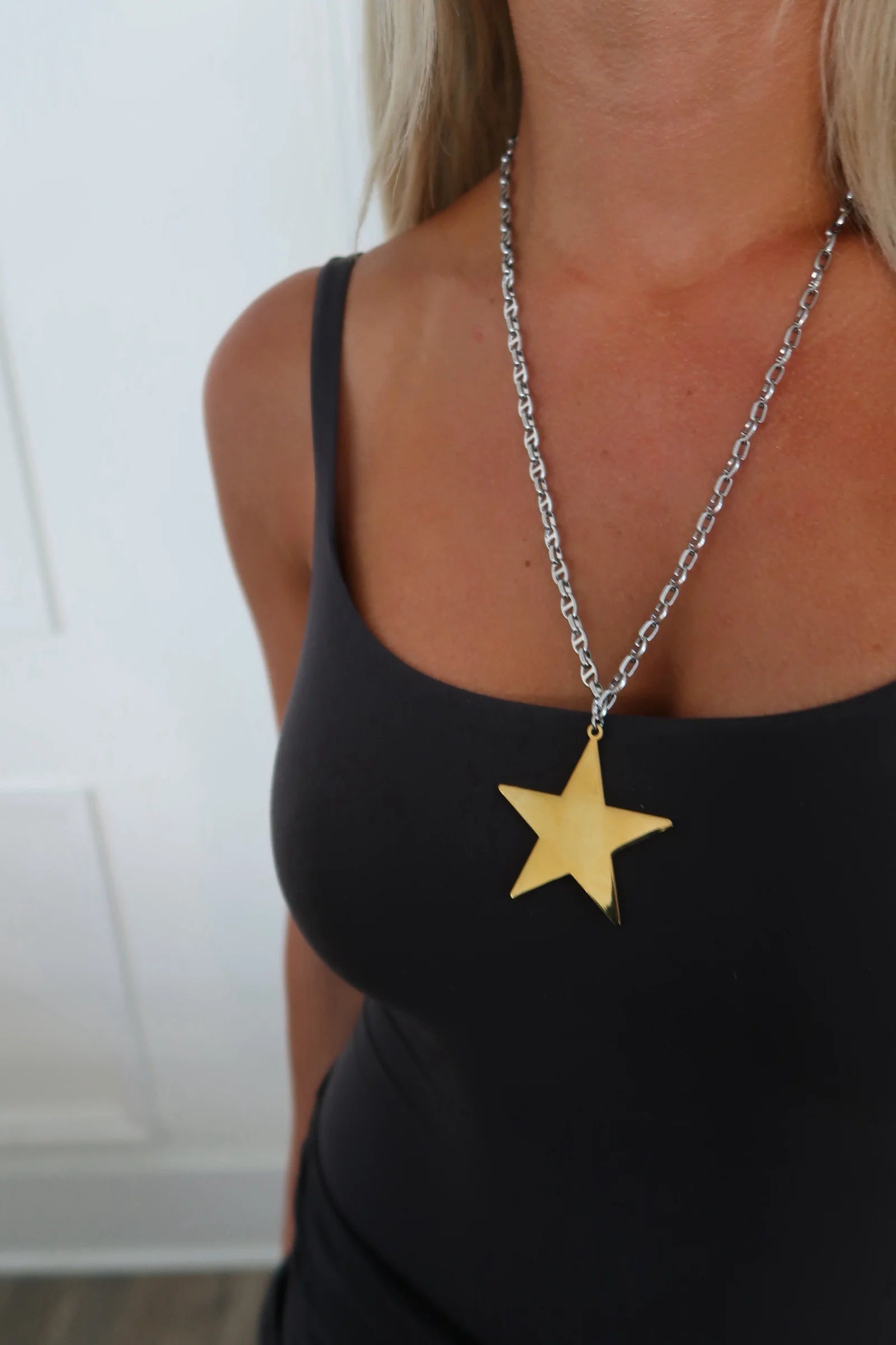 Two Toned Big Star Necklace
