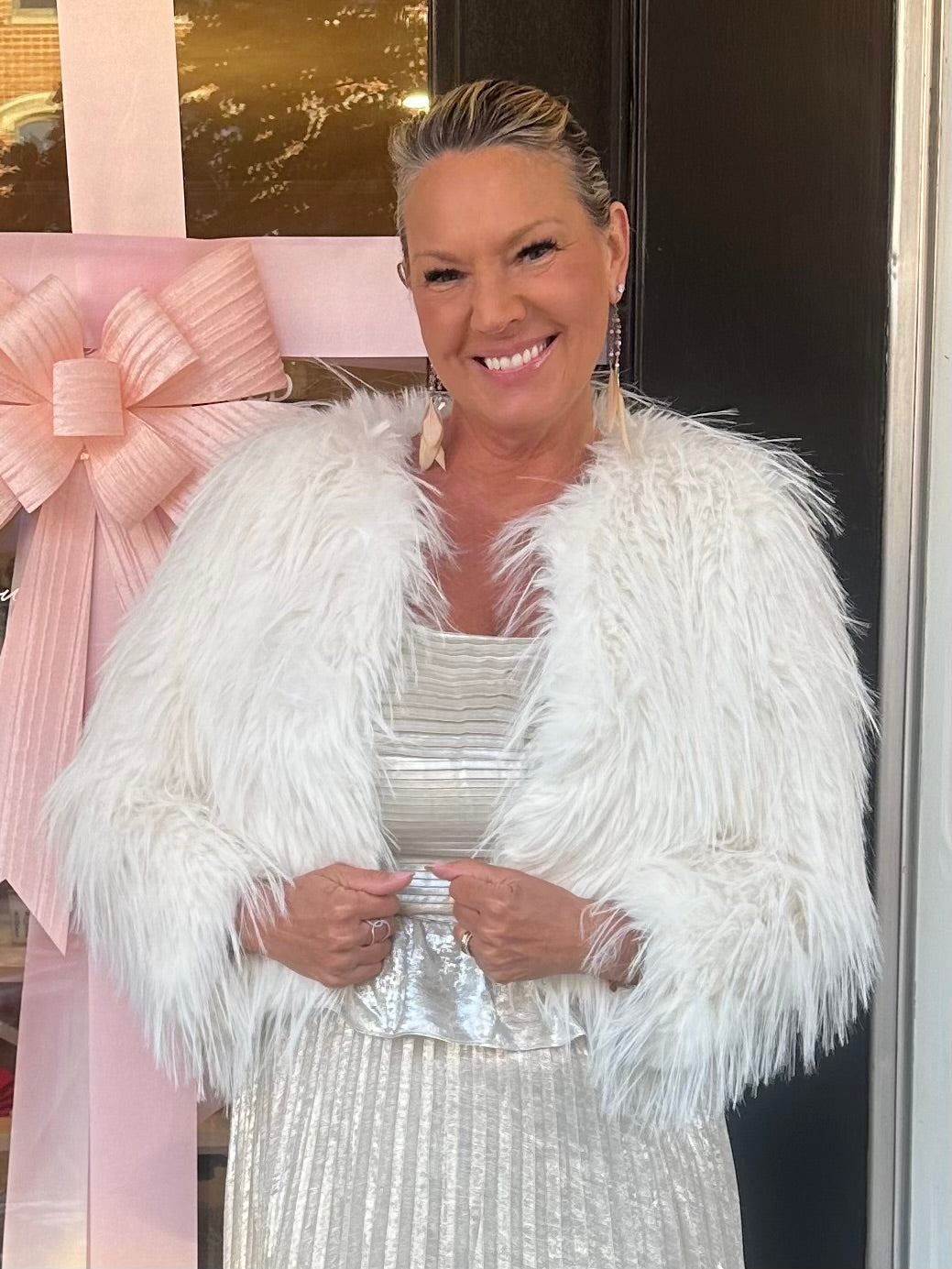 Cyndi Faux Fur Jacket Warm White