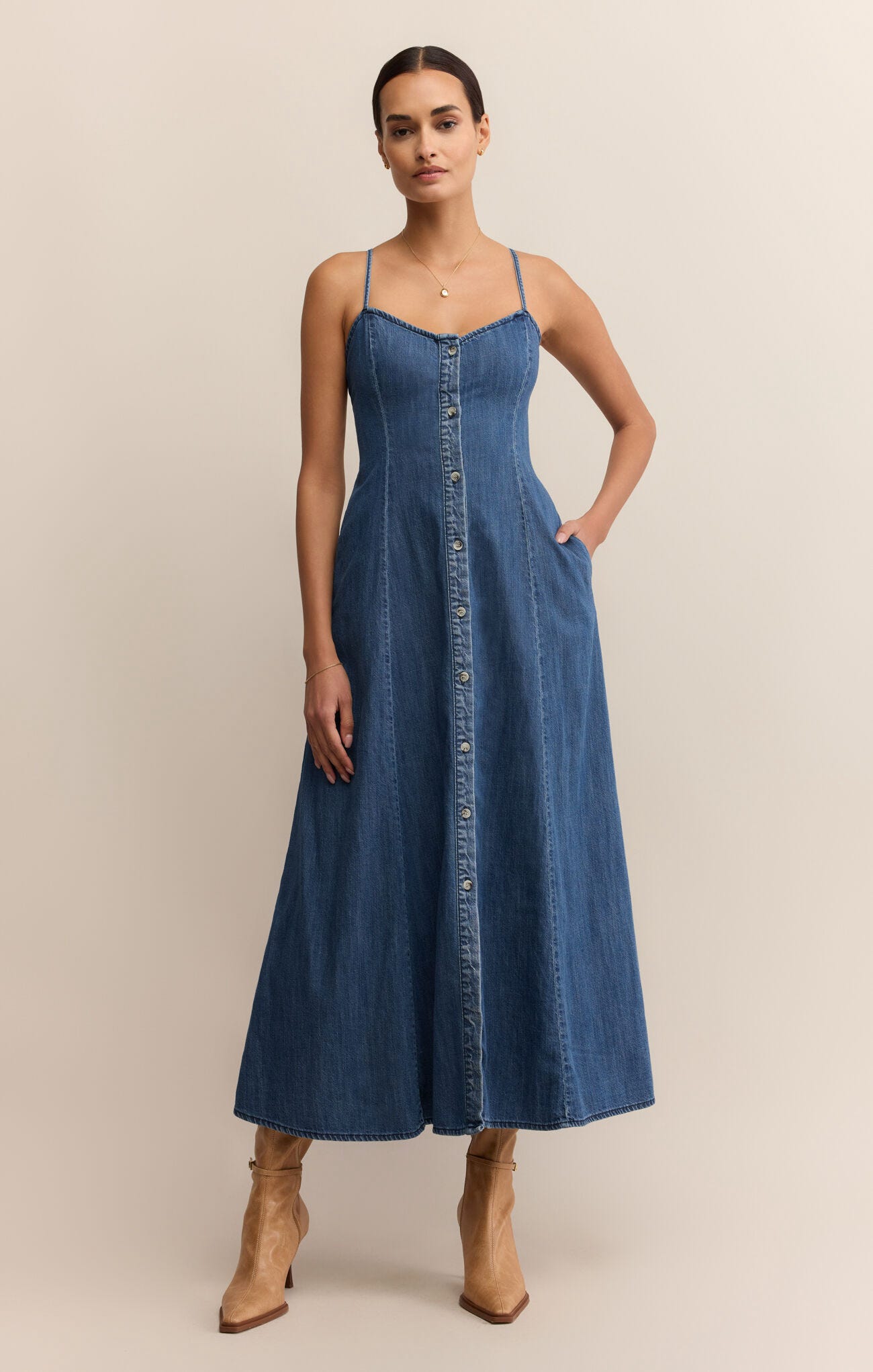 Angel Eyes Denim Midi Dress Medium Indigo
