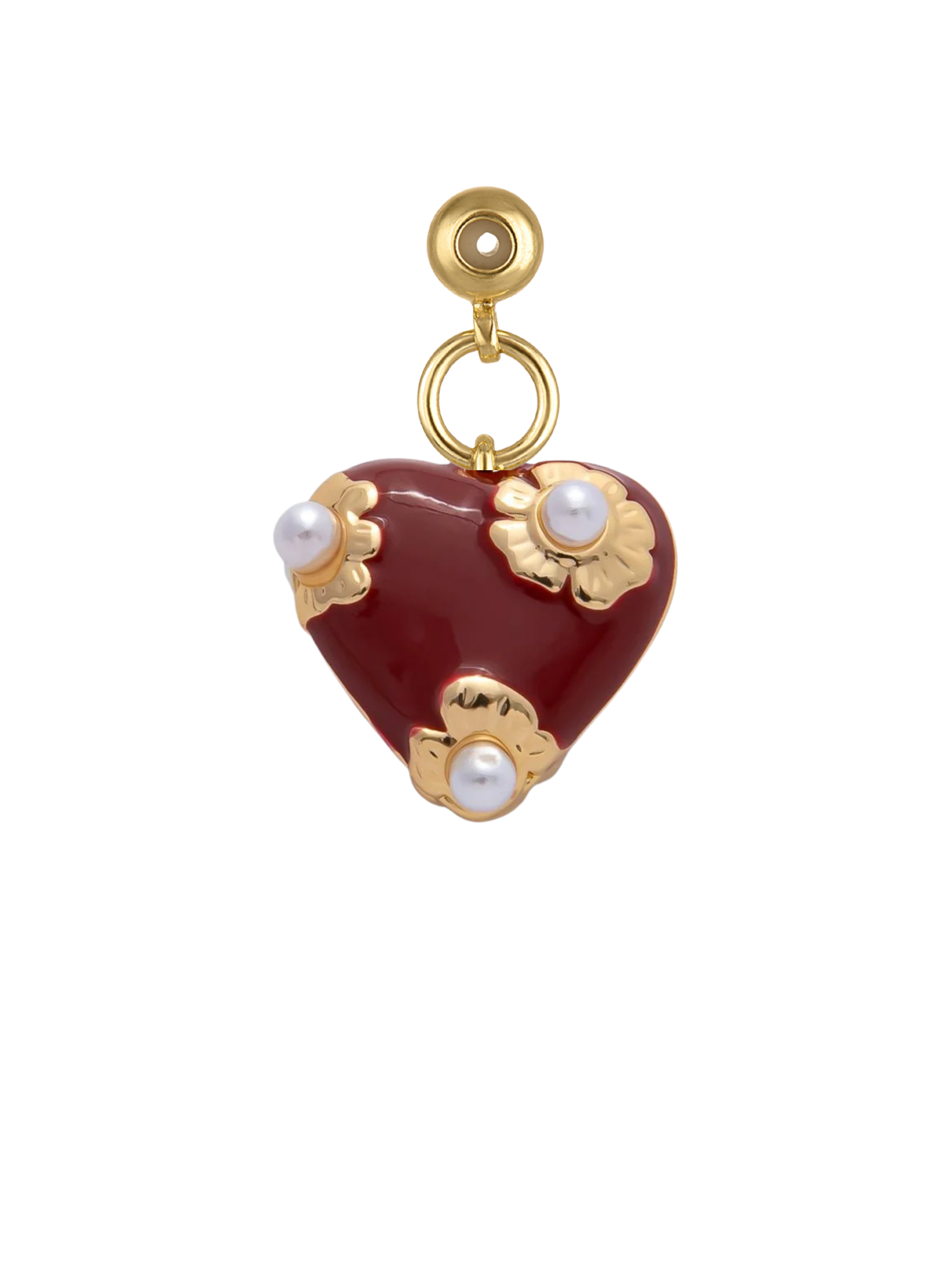 RED PEARL HEART GRIP CHARM: One Size