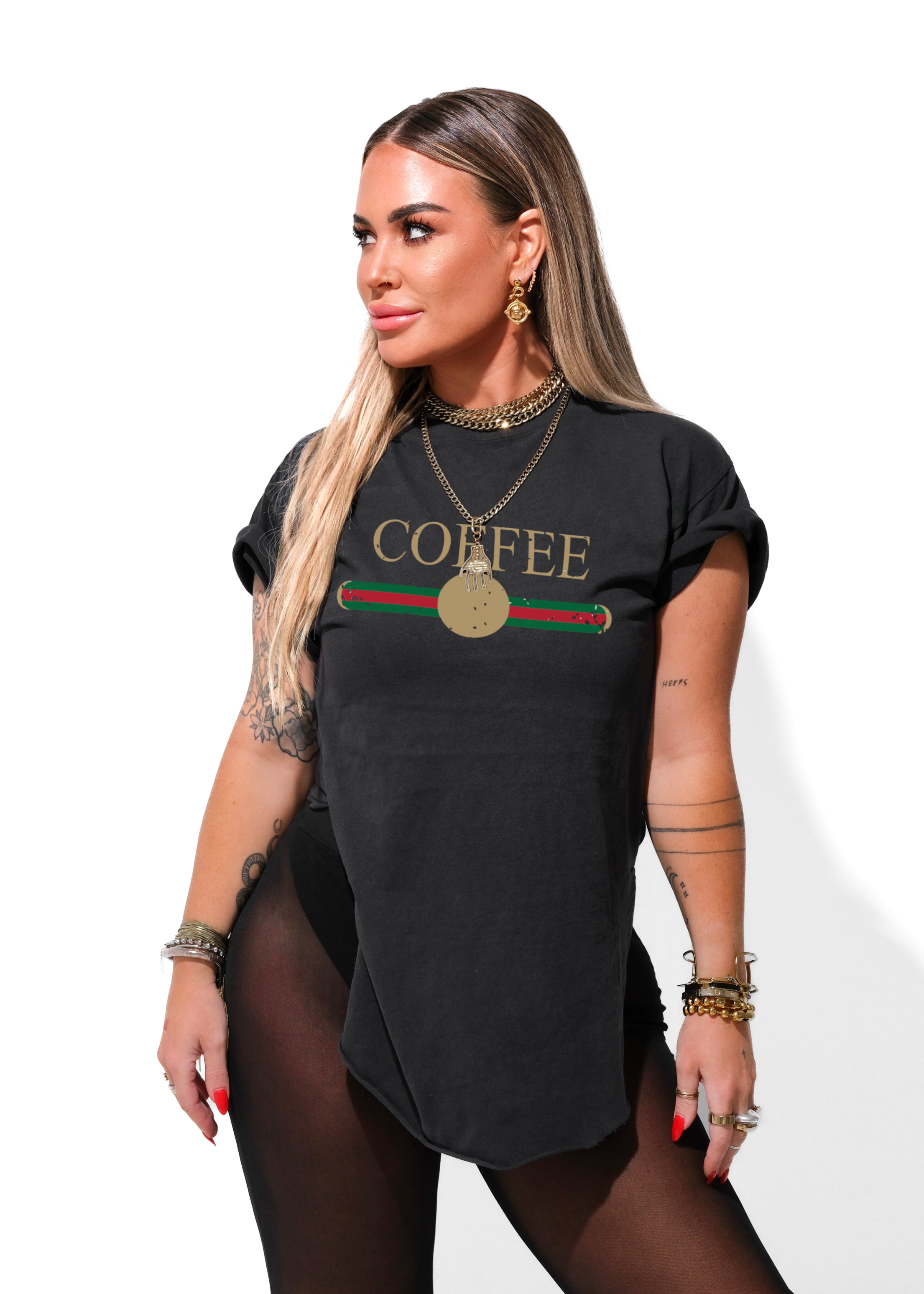 Designer Coffee Side-Slit Tee