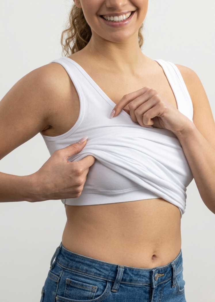 Built-In-Bra Tank: Ivory / One Size