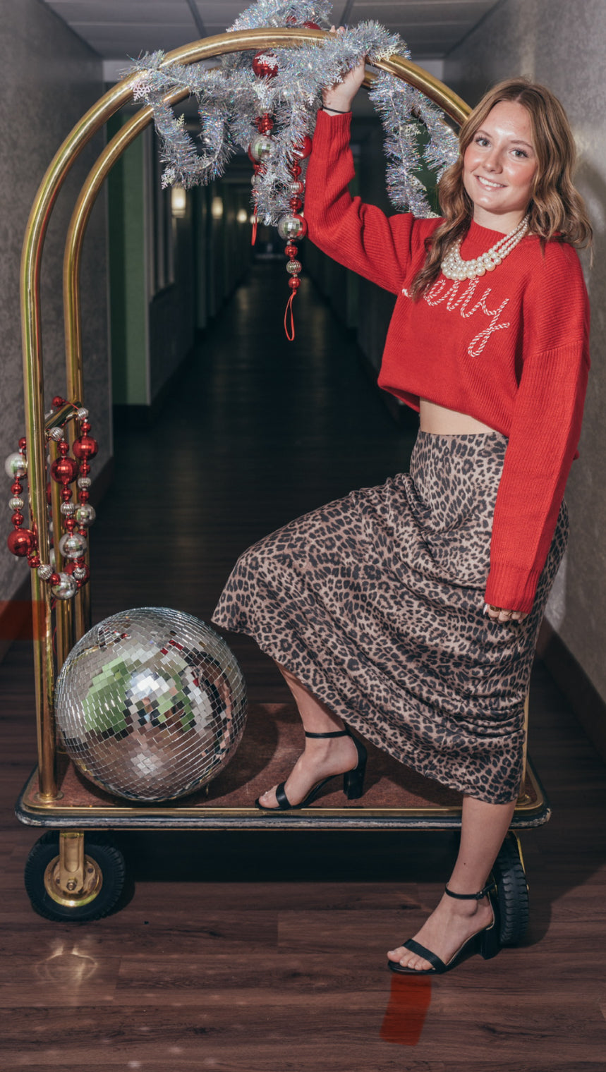 Izabel Leopard Skirt Desert Tan