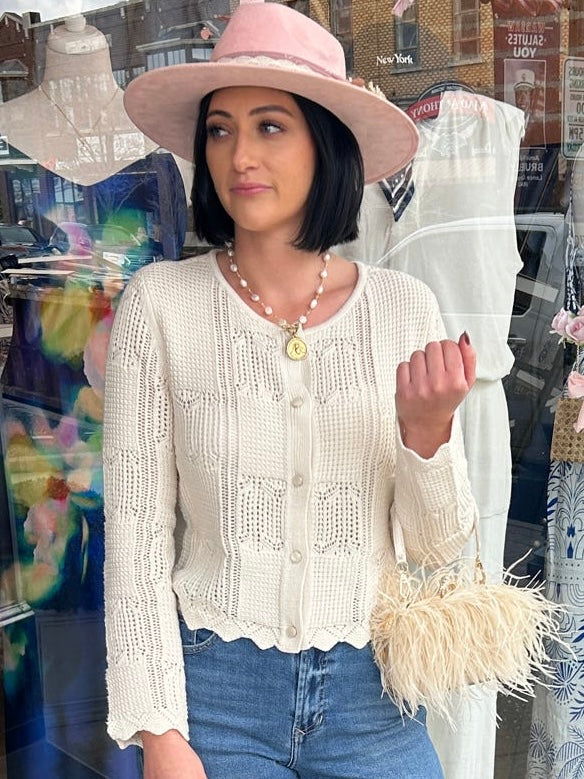 Pointelle Knit Cardigan