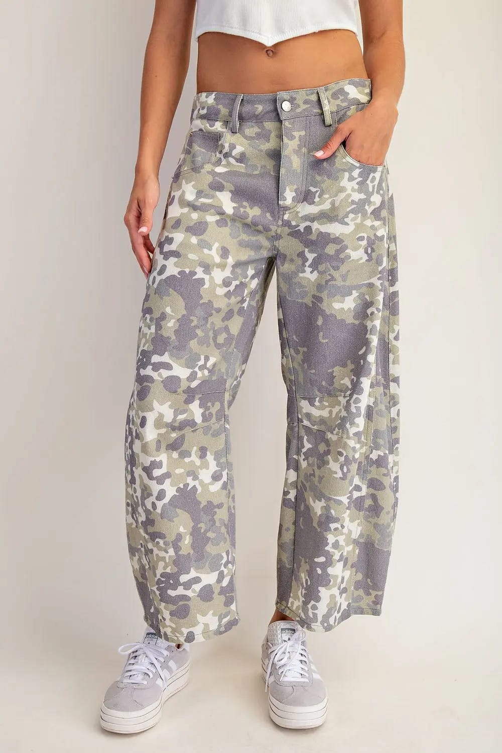 Sage Camo Barrel Jean
