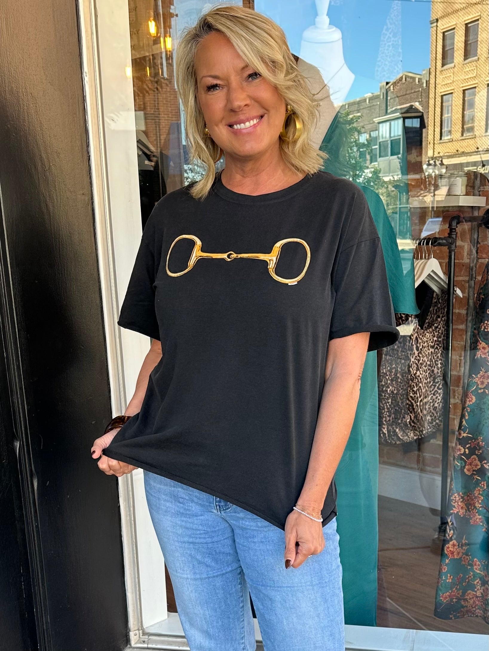 Gold Horse Bit Boxy Tee
