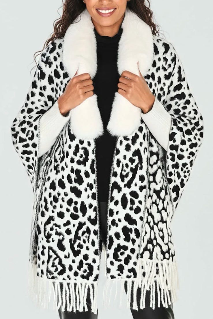 Leopard Knit Cape