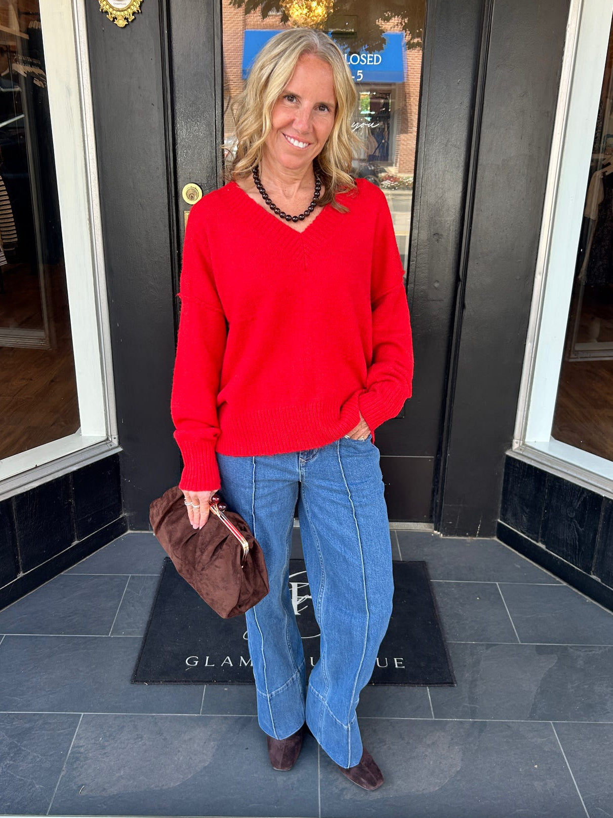 Classic Red V-Neck Sweater