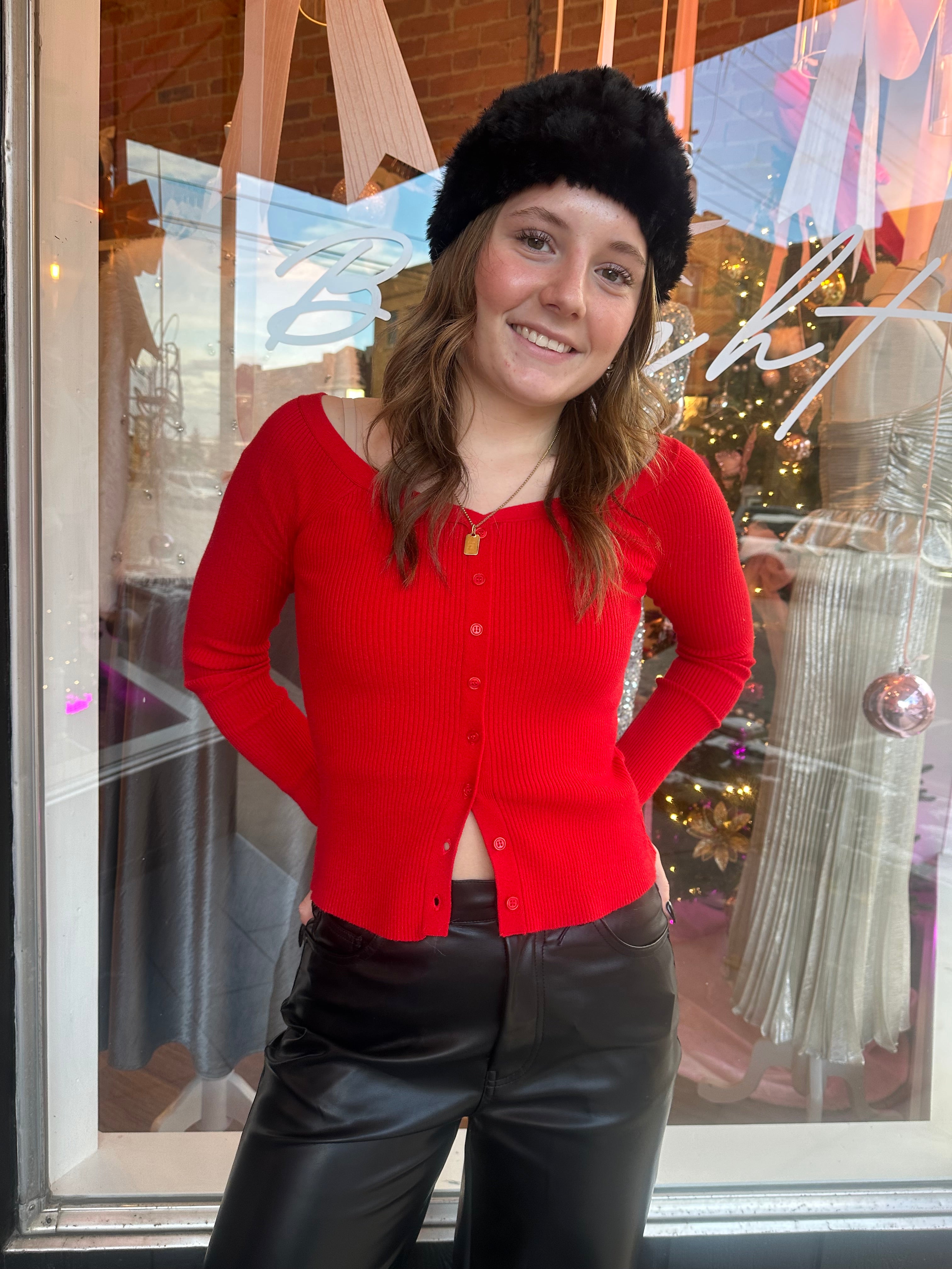 Jovy Sweater Top Festive Red