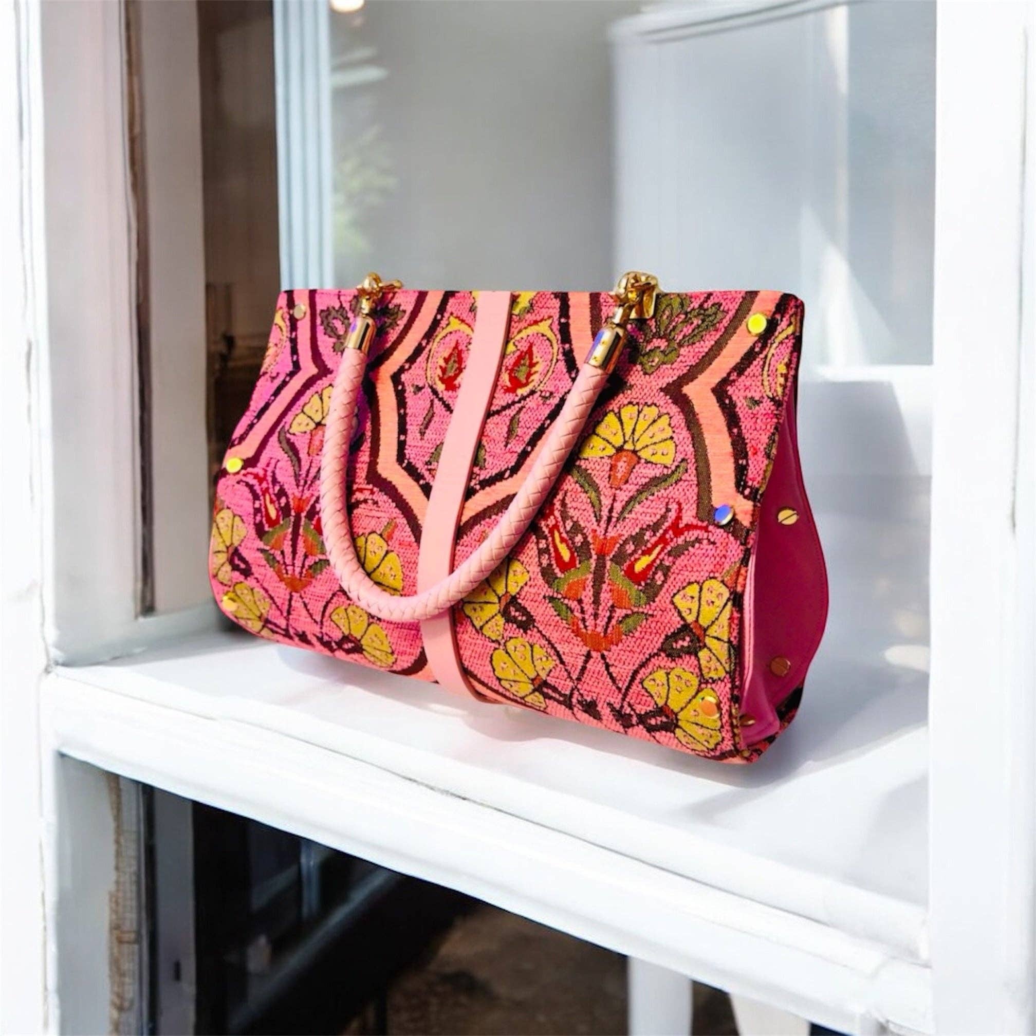 Pink Carnation Chenille Clutch