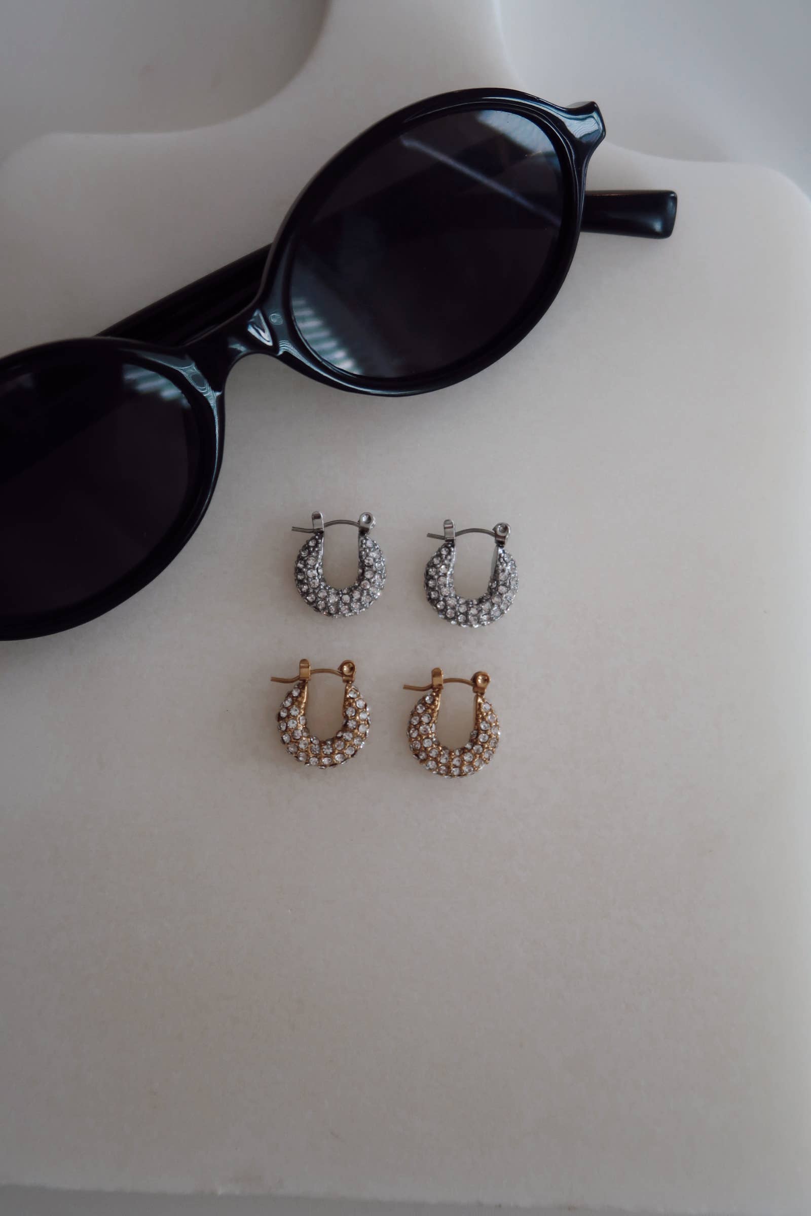 Small Diamond Hoops: Silver