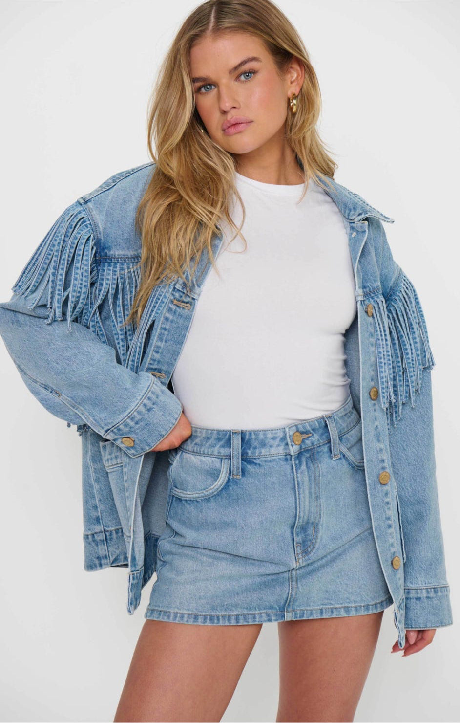 Ojai Fringe Jacket Jet Stream Blue