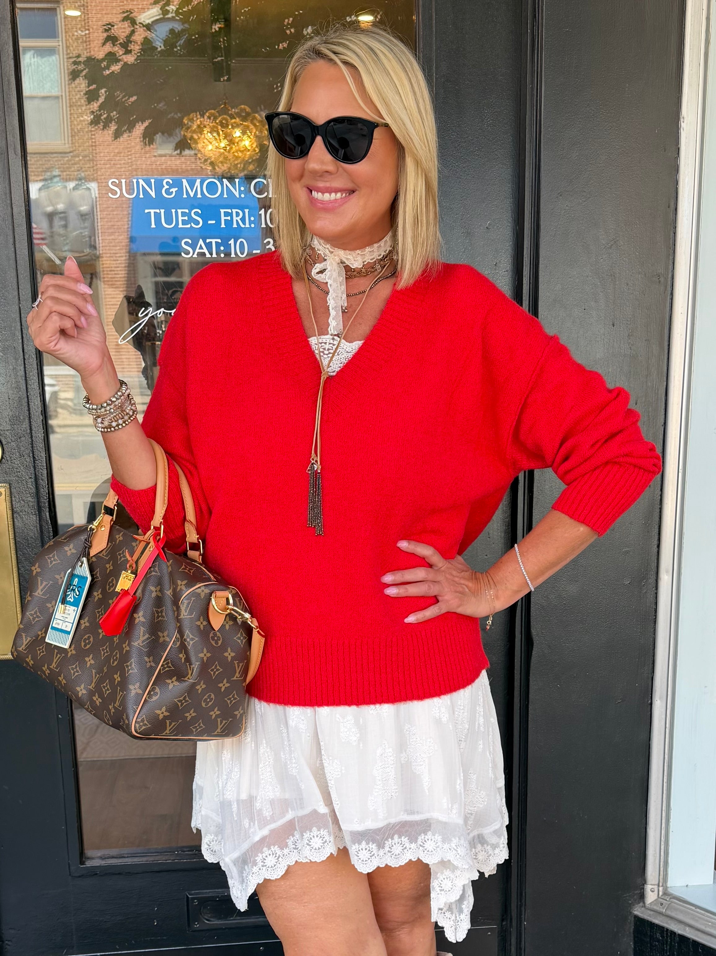 Classic Red V-Neck Sweater